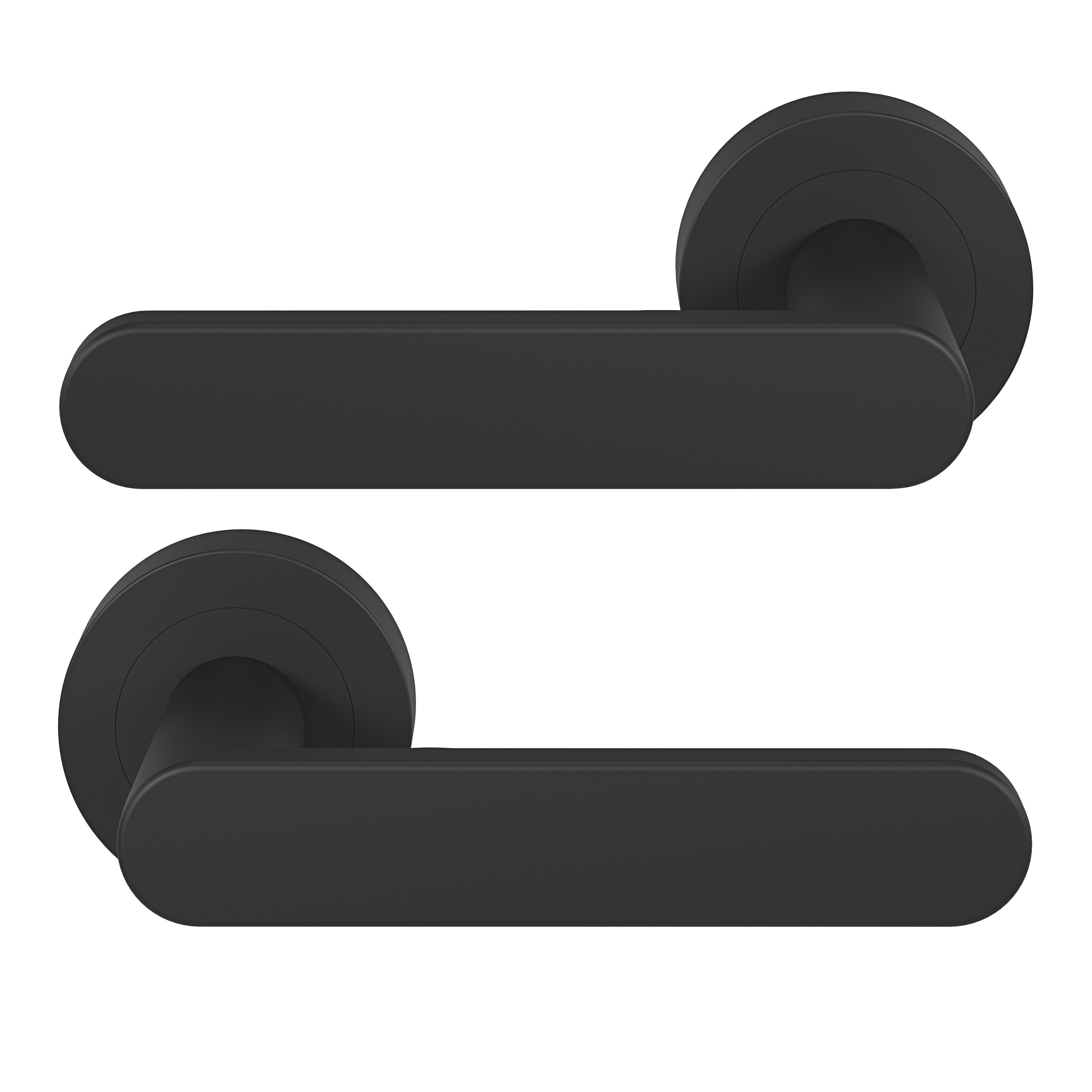 Goodhome Minzh Jet Black Round Latch Door Handle L120mm Pair 5586