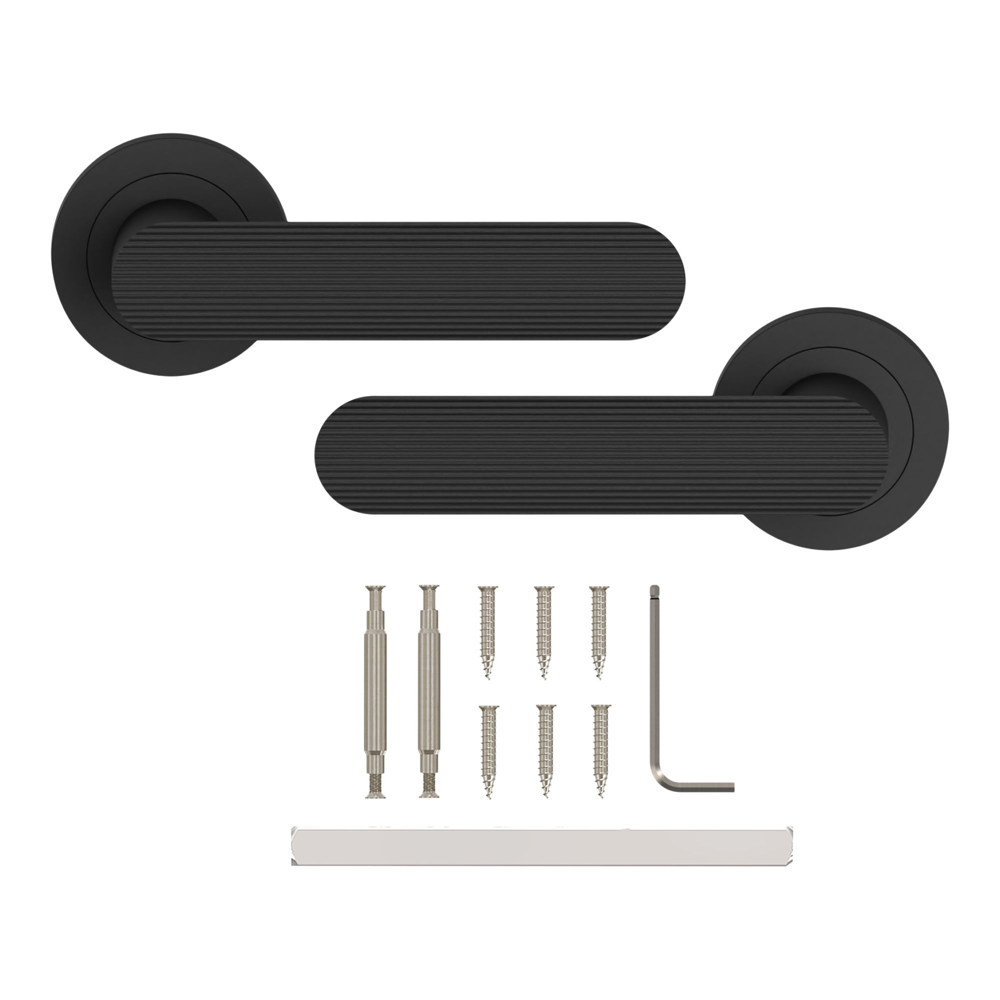GoodHome Minzho Black Straight Door handle (L)120mm, Pair