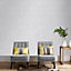 GoodHome Mirabelle Silver effect Textured Wallpaper