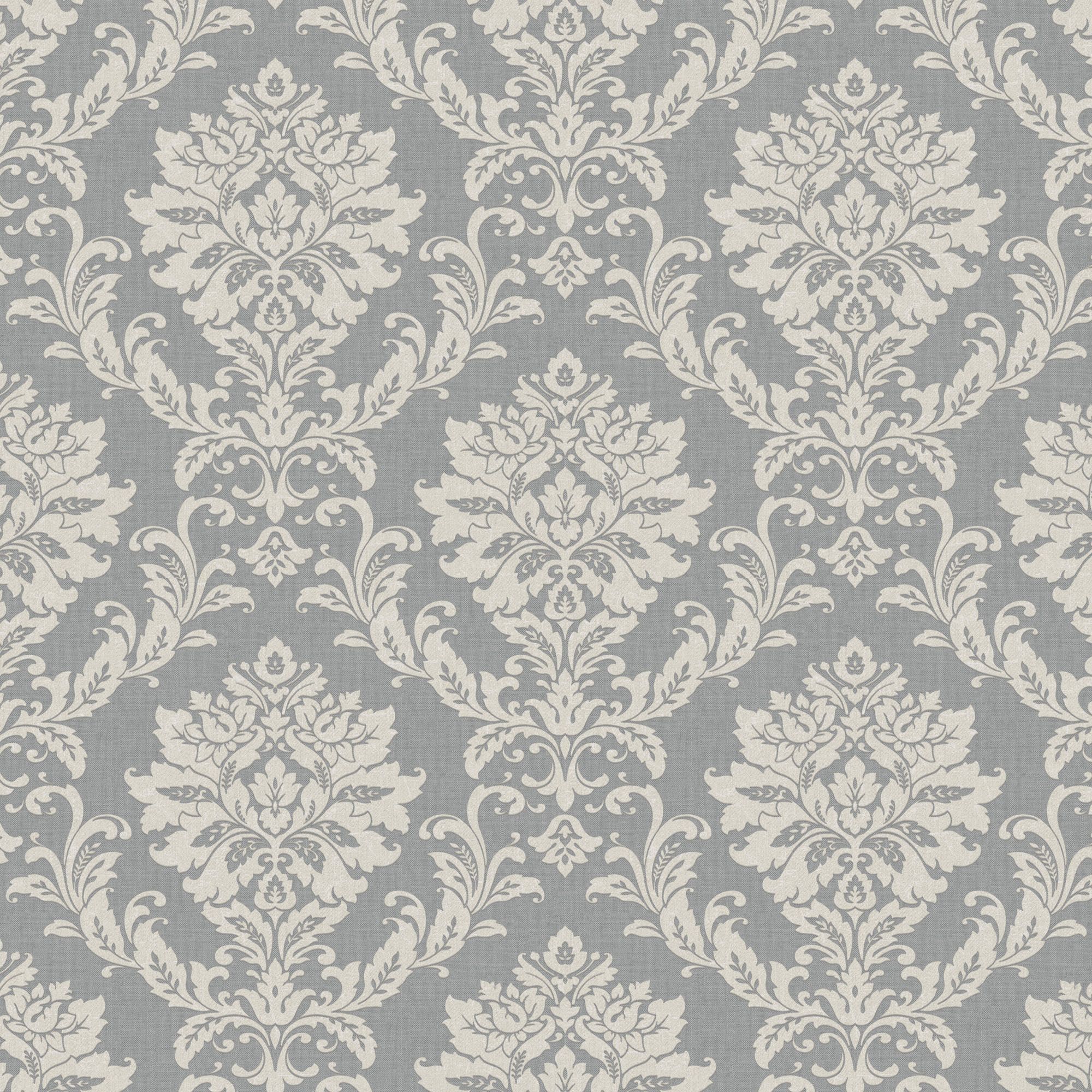 GoodHome Mire Grey Woven effect Damask Textured Wallpaper Sample