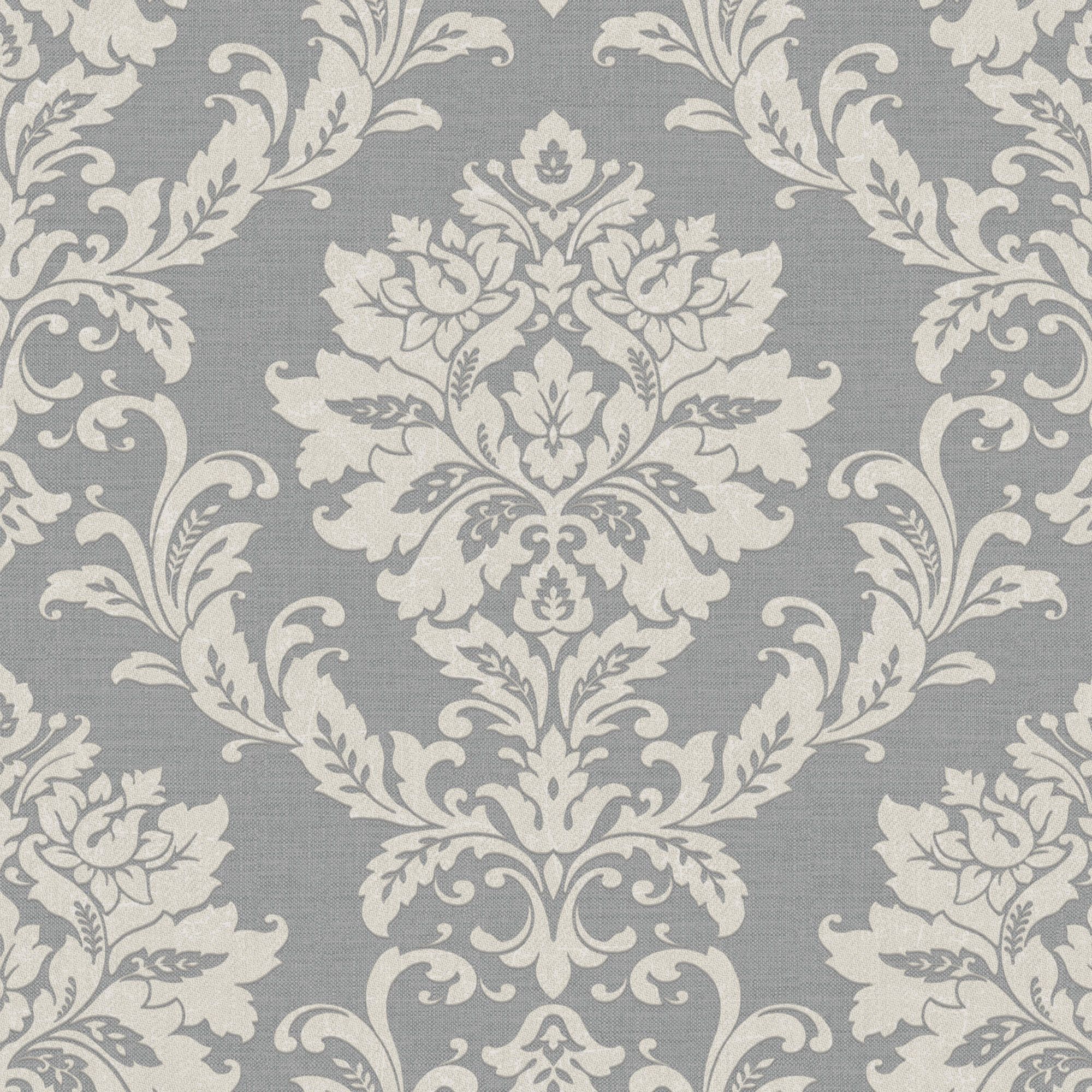 GoodHome Mire Grey Woven effect Damask Textured Wallpaper Sample