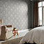 GoodHome Mire Grey Woven effect Damask Textured Wallpaper