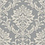 GoodHome Mire Grey Woven effect Damask Textured Wallpaper
