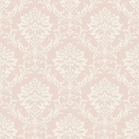 GoodHome Mire Peach Damask Woven effect Textured Wallpaper Sample