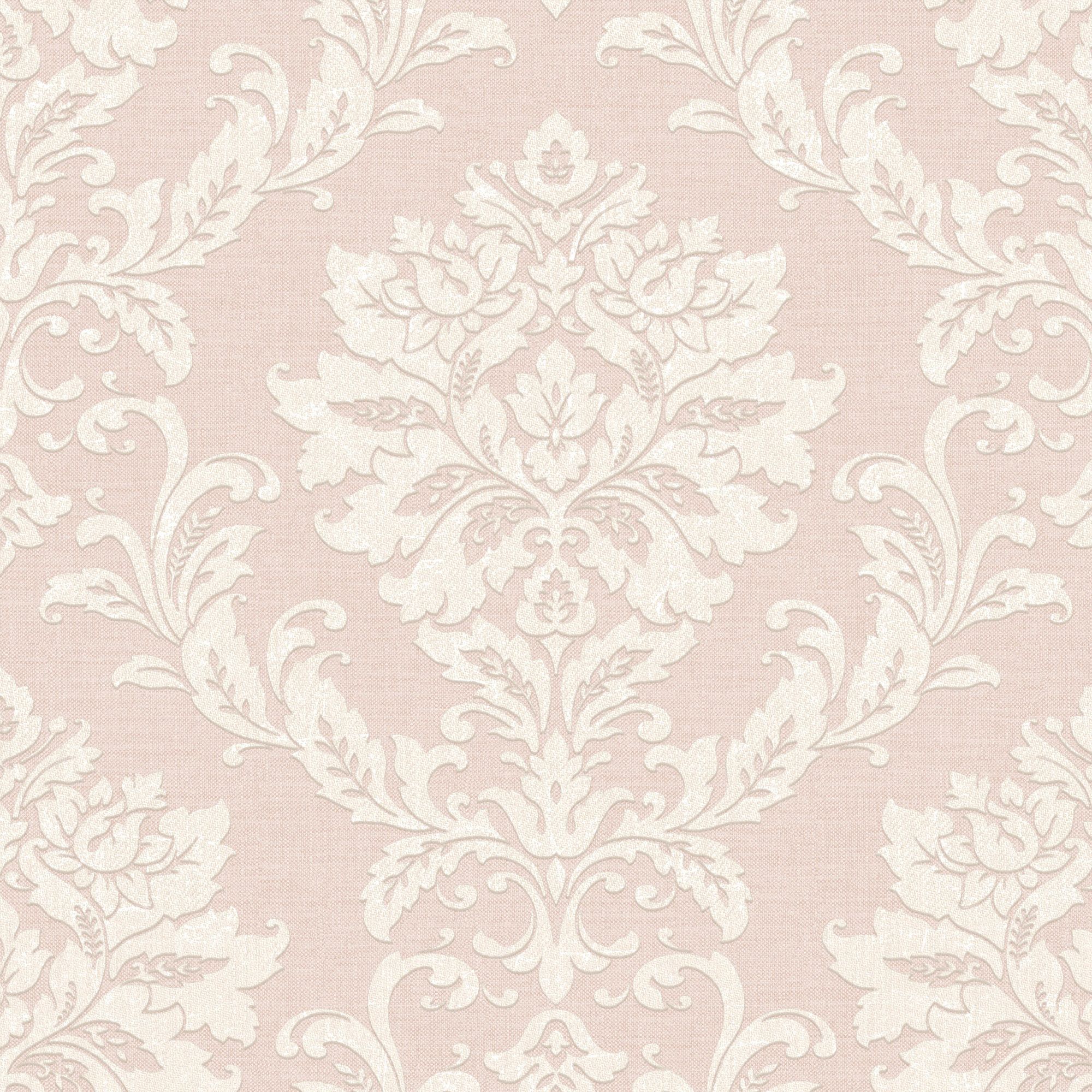 GoodHome Mire Peach Woven effect Damask Textured Wallpaper Sample