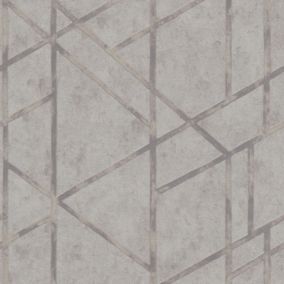 GoodHome Mirgan Light grey Geometric Pearl effect Textured Wallpaper