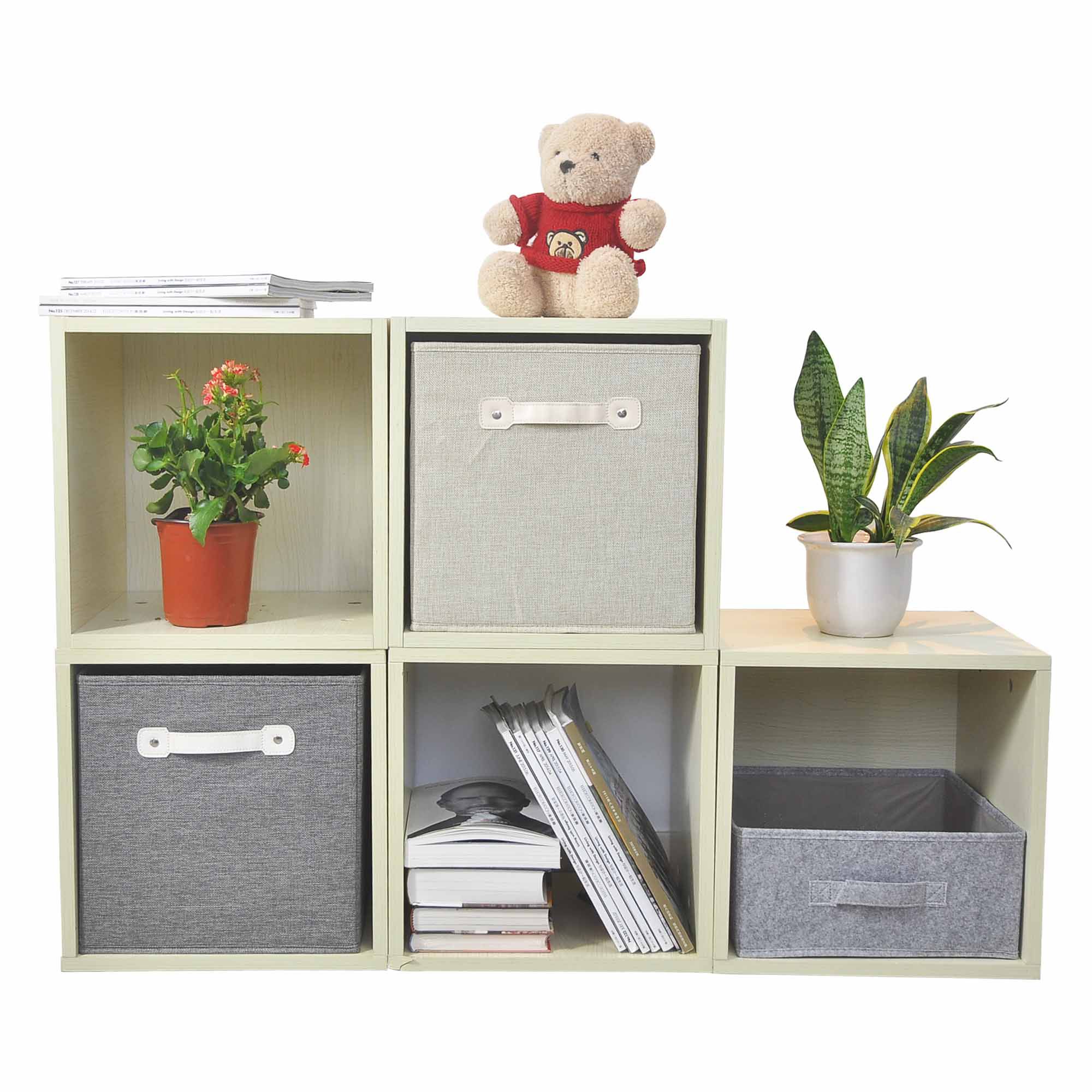 GoodHome Mixxit Beige Cardboard, polyester (PES) & polypropylene (PP) Storage basket (H)31cm (W)31cm