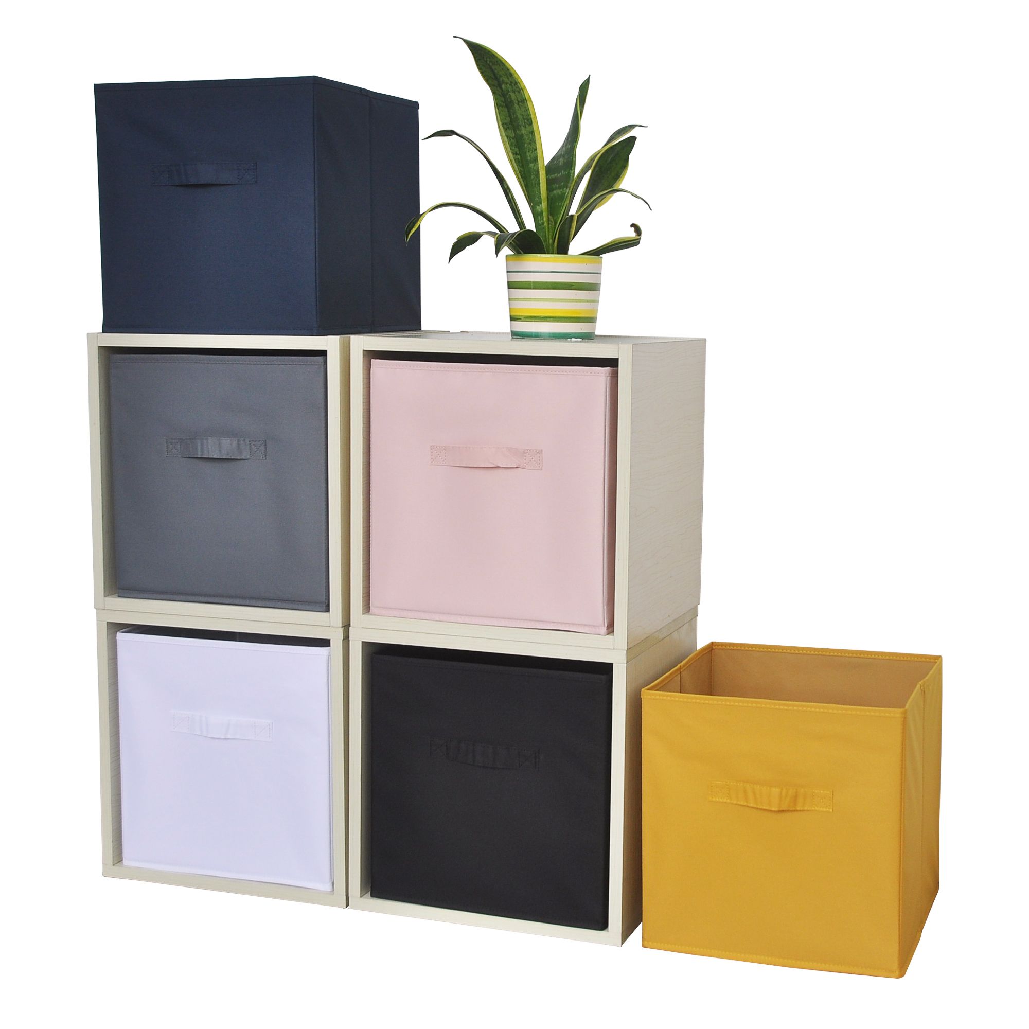 GoodHome Mixxit Black Cardboard, polyester (PES) & polypropylene (PP) Storage basket (H)31cm (W)31cm