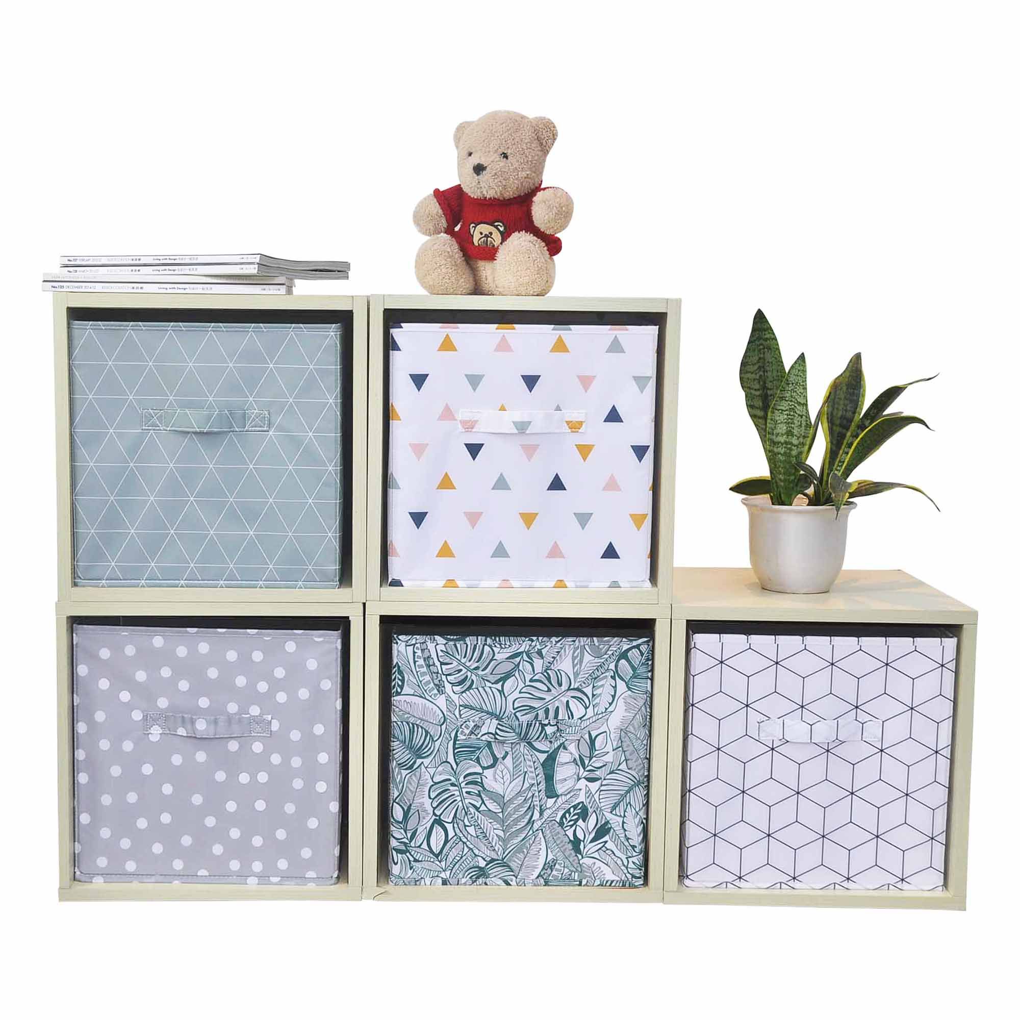 GoodHome Mixxit Dots Light grey Storage basket (H)31cm (W)31cm (D)31cm