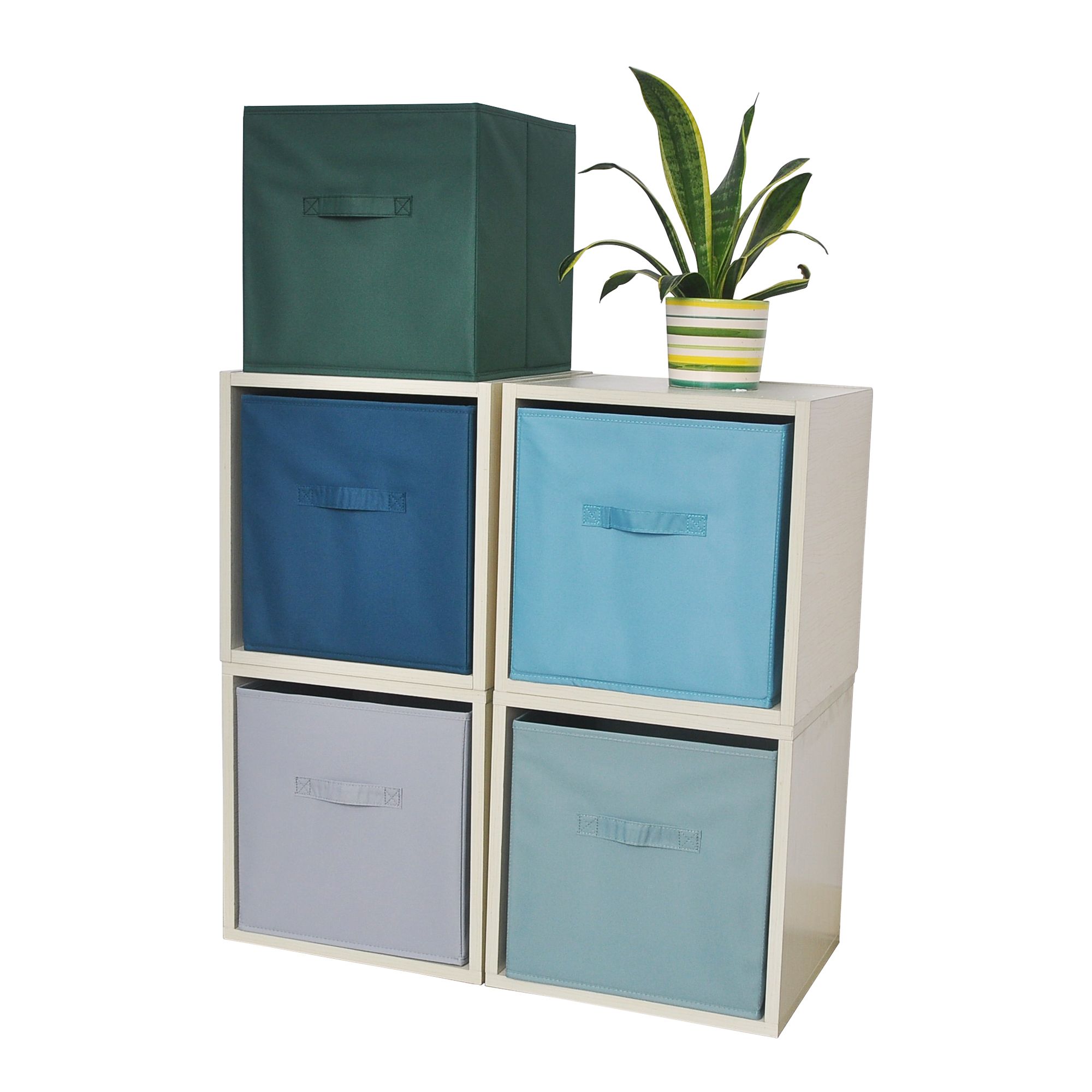 GoodHome Mixxit Light blue Cardboard, polyester (PES) & polypropylene (PP) Storage basket (H)31cm (W)31cm
