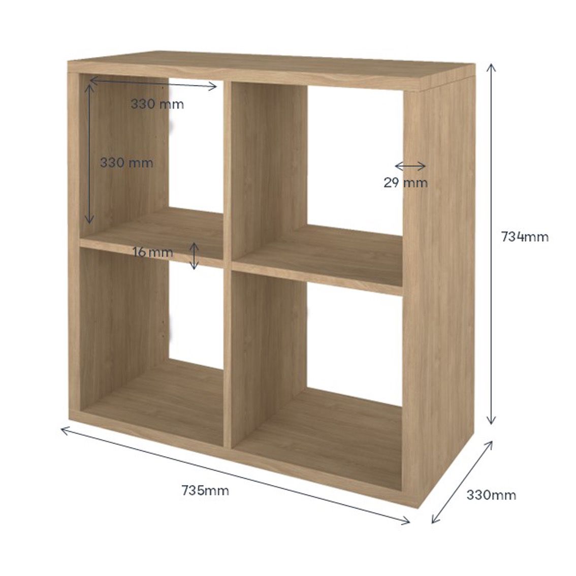 GoodHome Mixxit Natural oak effect Freestanding 4 shelf Cube
