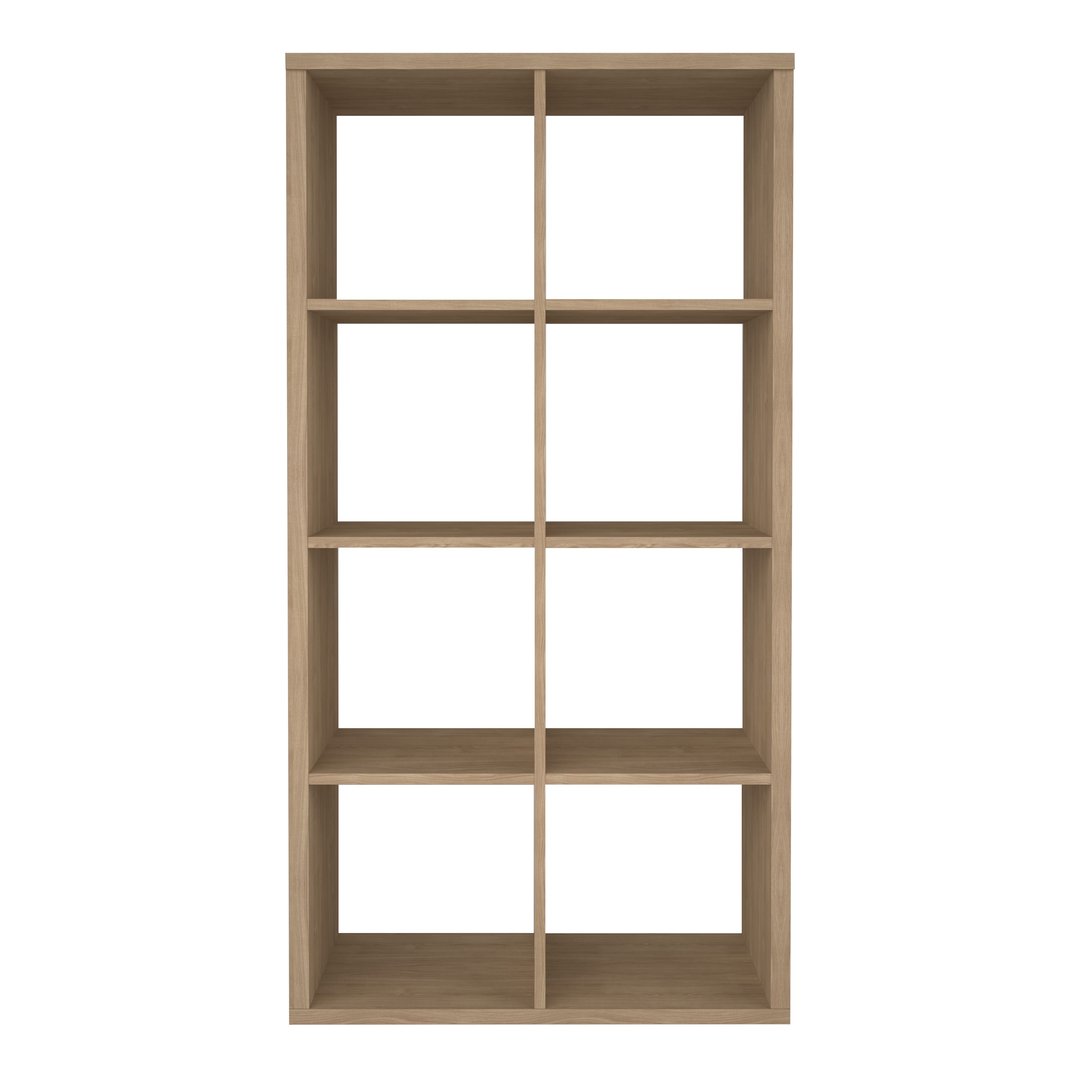GoodHome Mixxit Natural oak effect Freestanding 8 shelf Rectangular Shelving unit, (H)1426mm (W)735mm