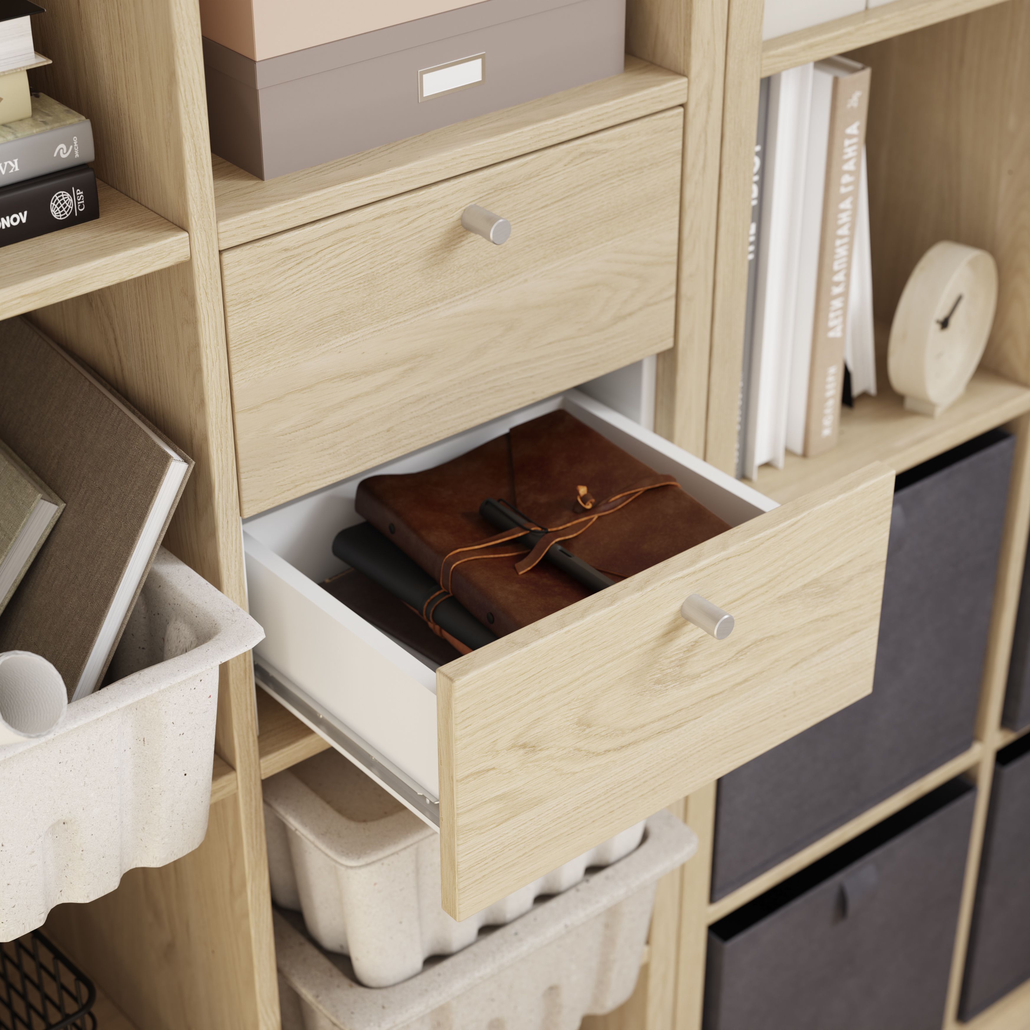 GoodHome Mixxit Natural oak effect Internal Modular Drawer kit (H 