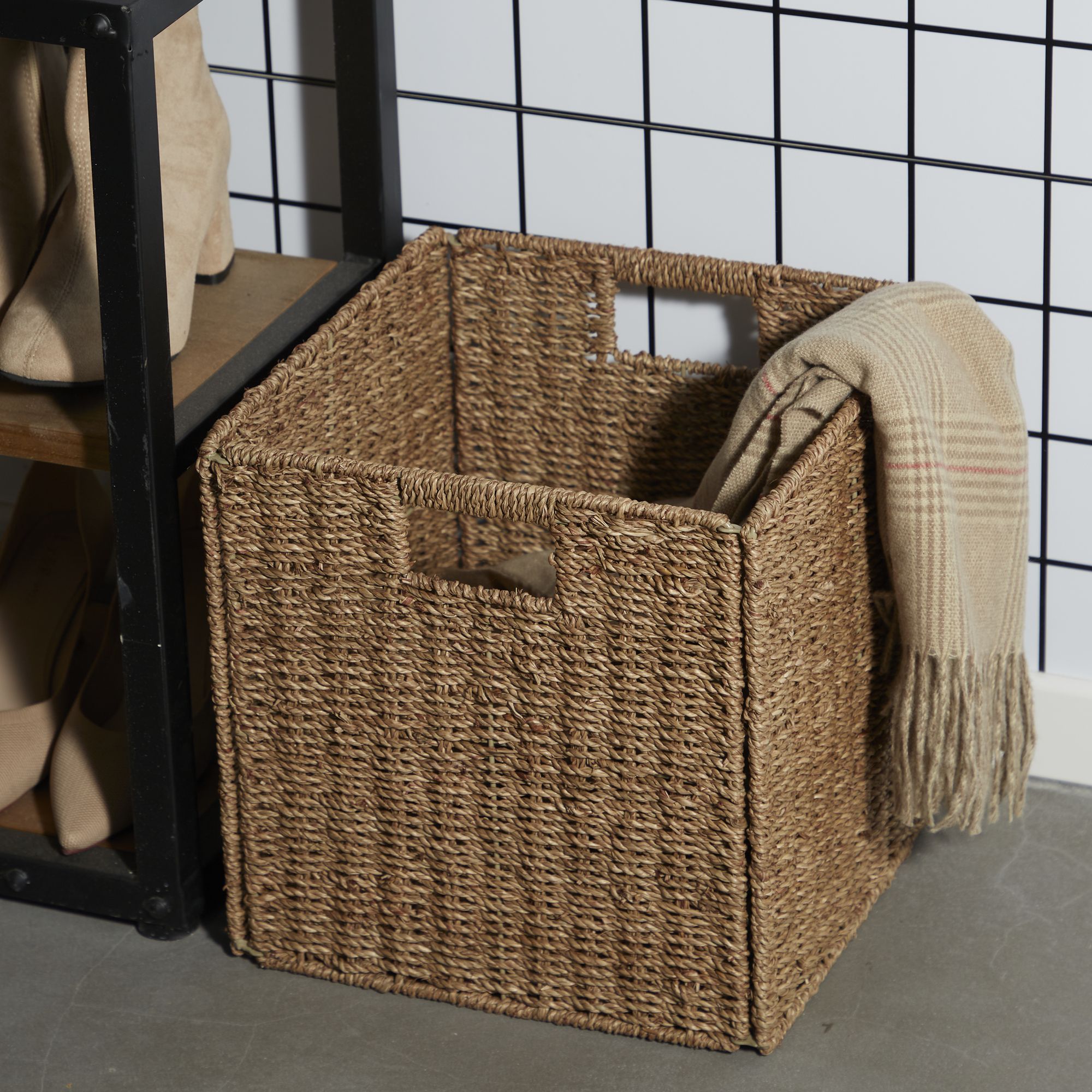 GoodHome Mixxit Natural Seagrass Foldable Storage basket (H)30cm