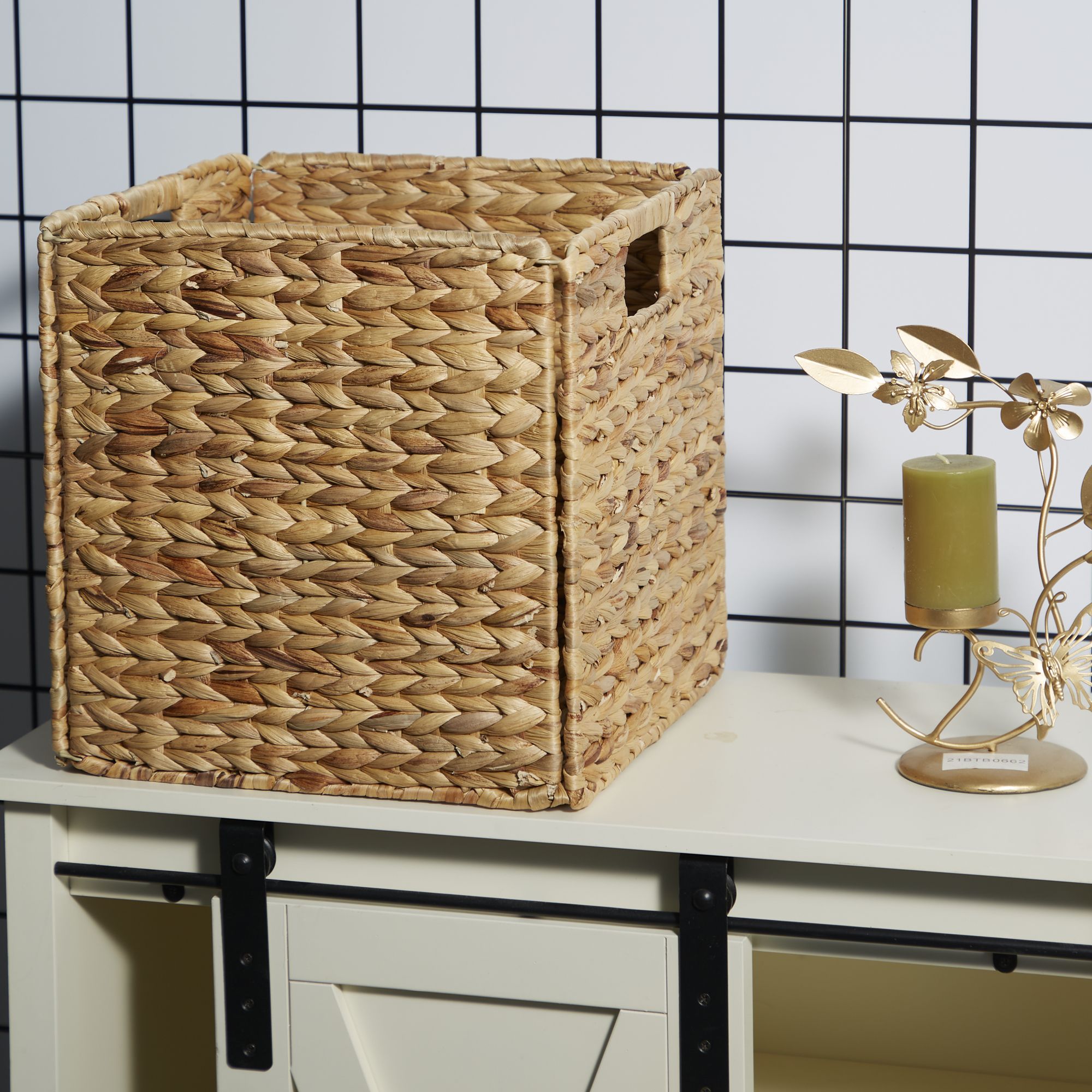 GoodHome Mixxit Natural Seagrass & water hyacinth Storage basket (H)30cm (W)30cm (D)30cm