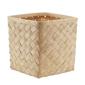 GoodHome Mixxit Weave Natural Wood Storage basket (H)30cm (W)30cm (D)30cm