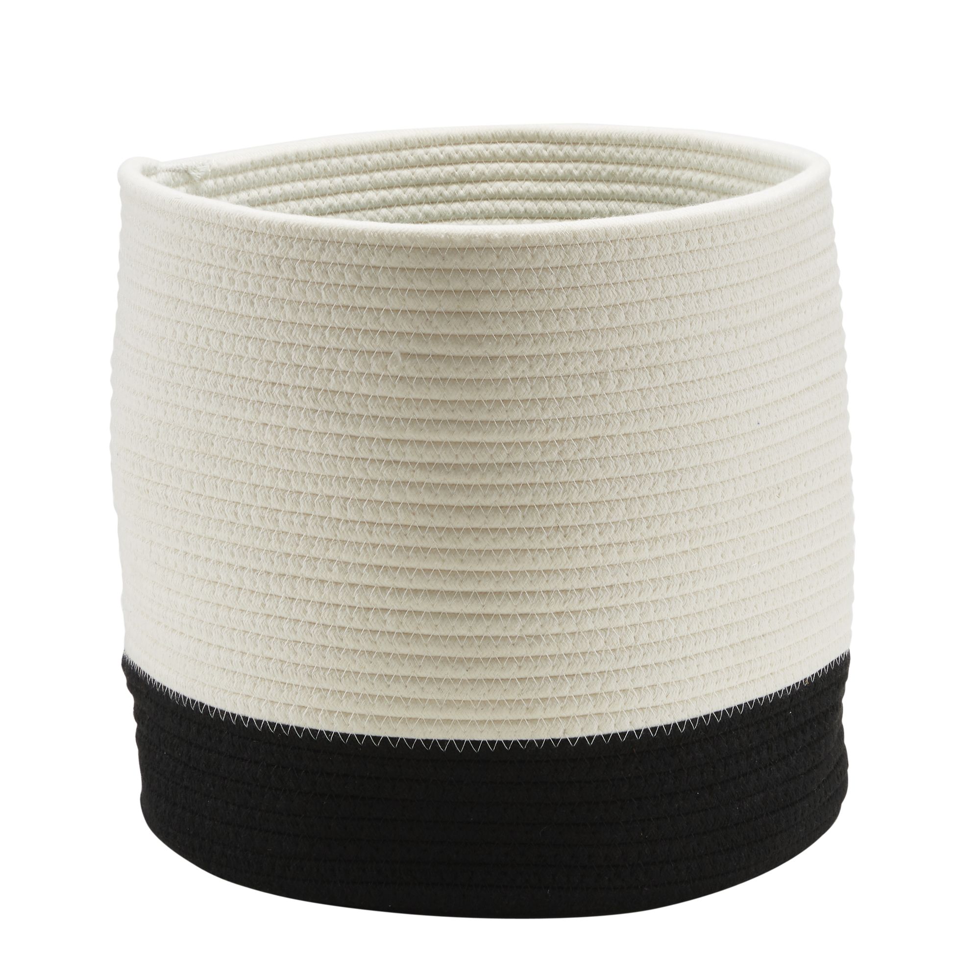 GoodHome Mixxit White & black rope effect Cotton Storage basket (H)30cm (W)30cm (D)30cm