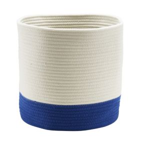 GoodHome Mixxit White & blue Cotton Storage basket (H)30cm (W)30cm (D)30cm