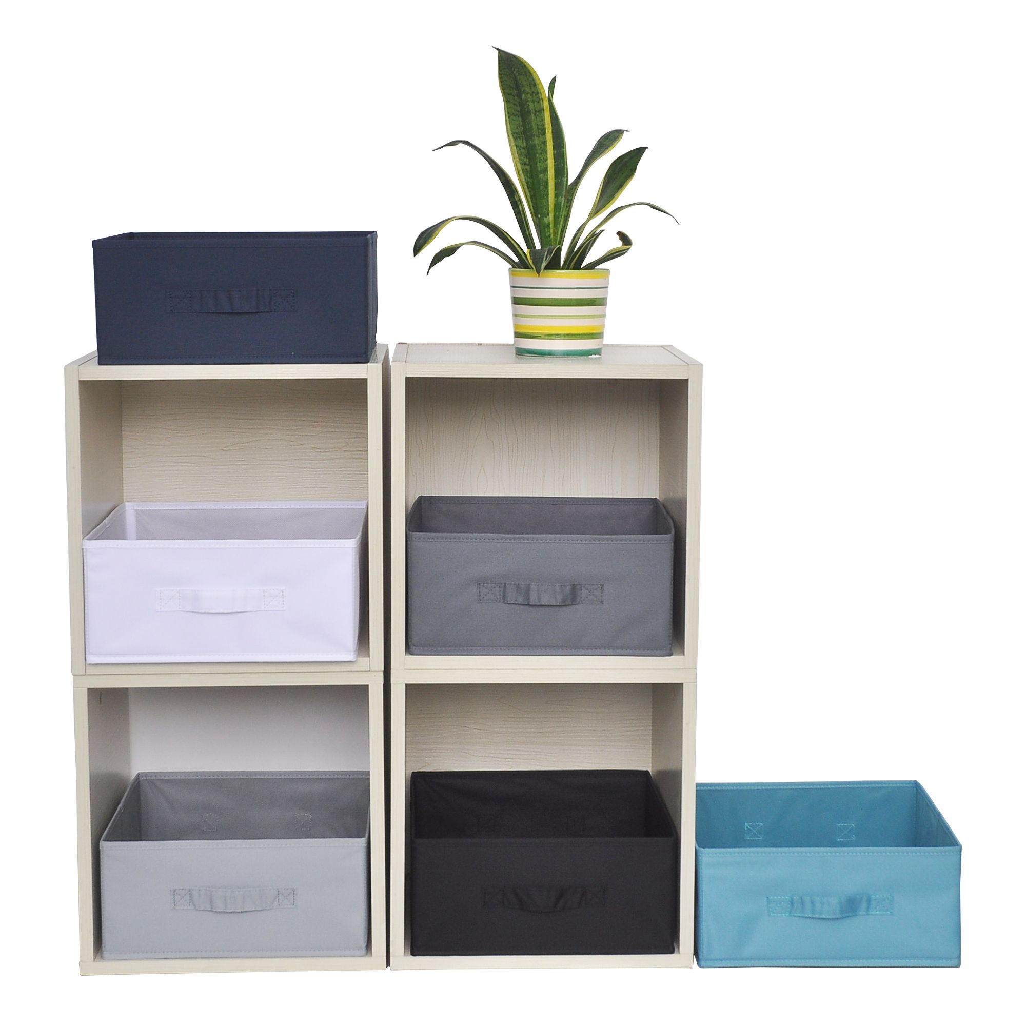 GoodHome Mixxit White Cardboard, polyester (PES) & polypropylene (PP) Storage basket (H)14cm (W)31cm