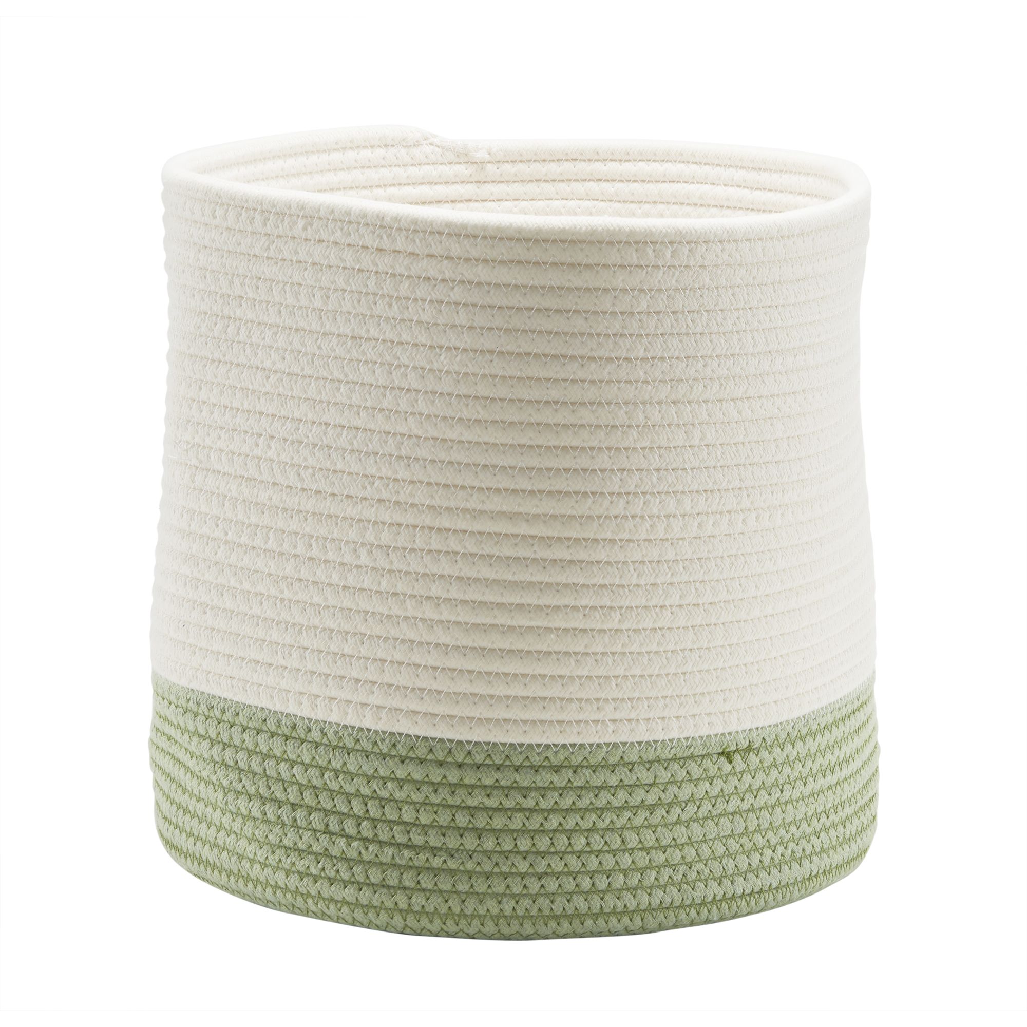 GoodHome Mixxit White & green Cotton Storage basket (H)30cm (W)30cm (D)30cm