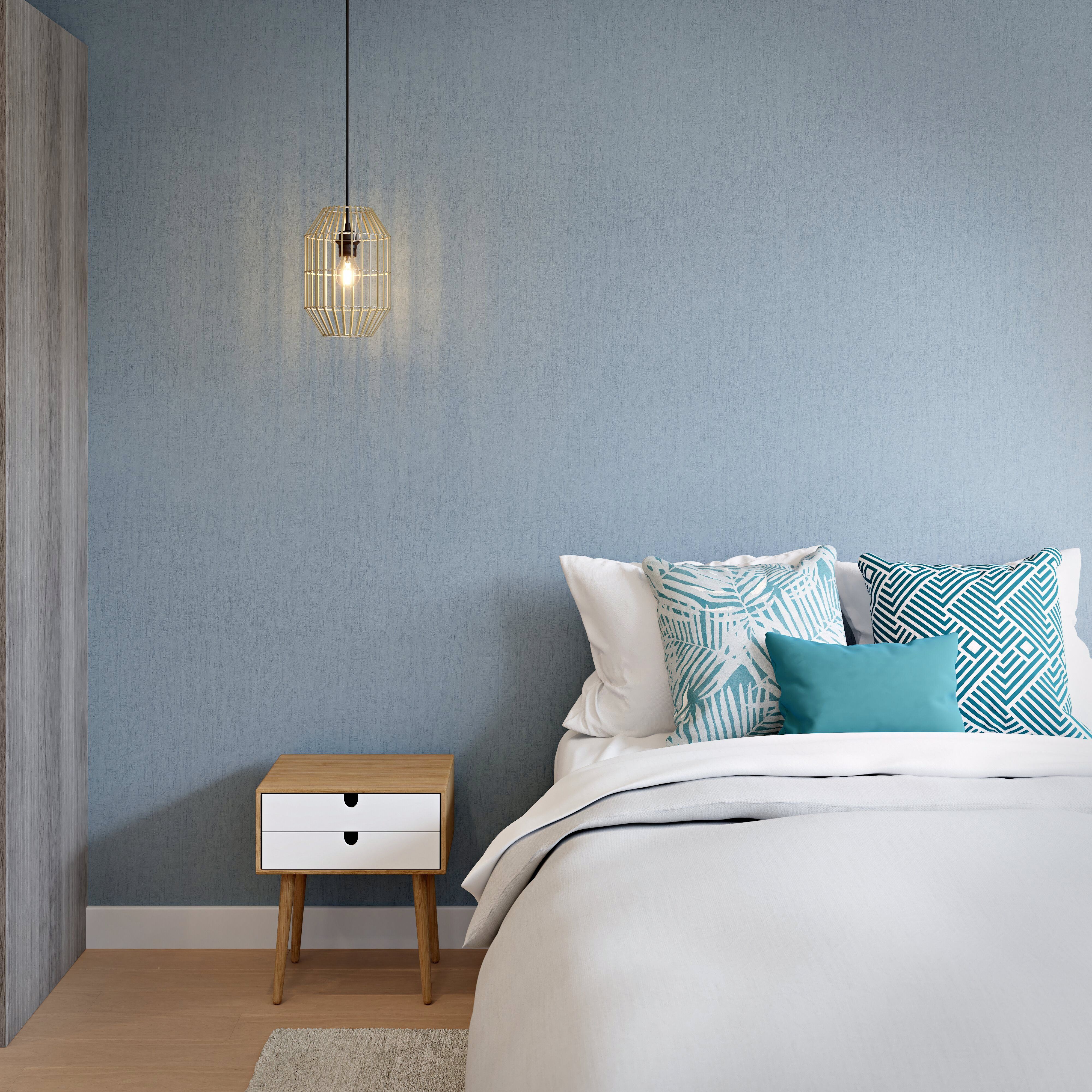 GoodHome Moivre Blue Concrete effect Contemporary Textured Wallpaper