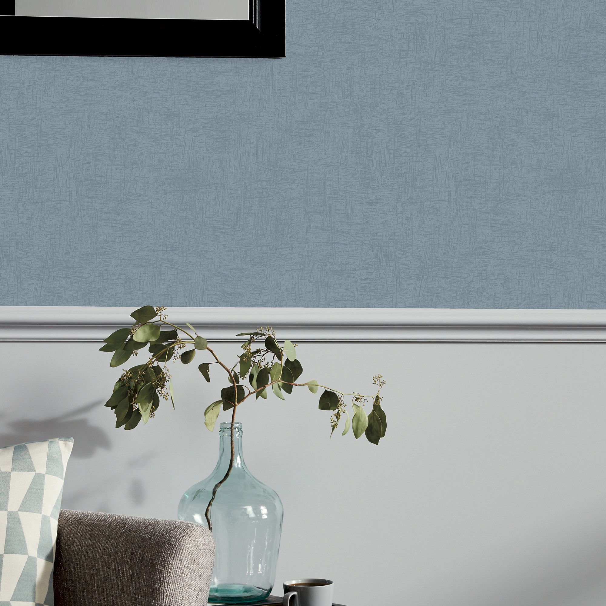 GoodHome Moivre Blue Concrete effect Contemporary Textured Wallpaper