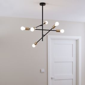 GoodHome Monzoni Black Gold effect 6 Lamp Pendant ceiling light, (Dia)515mm