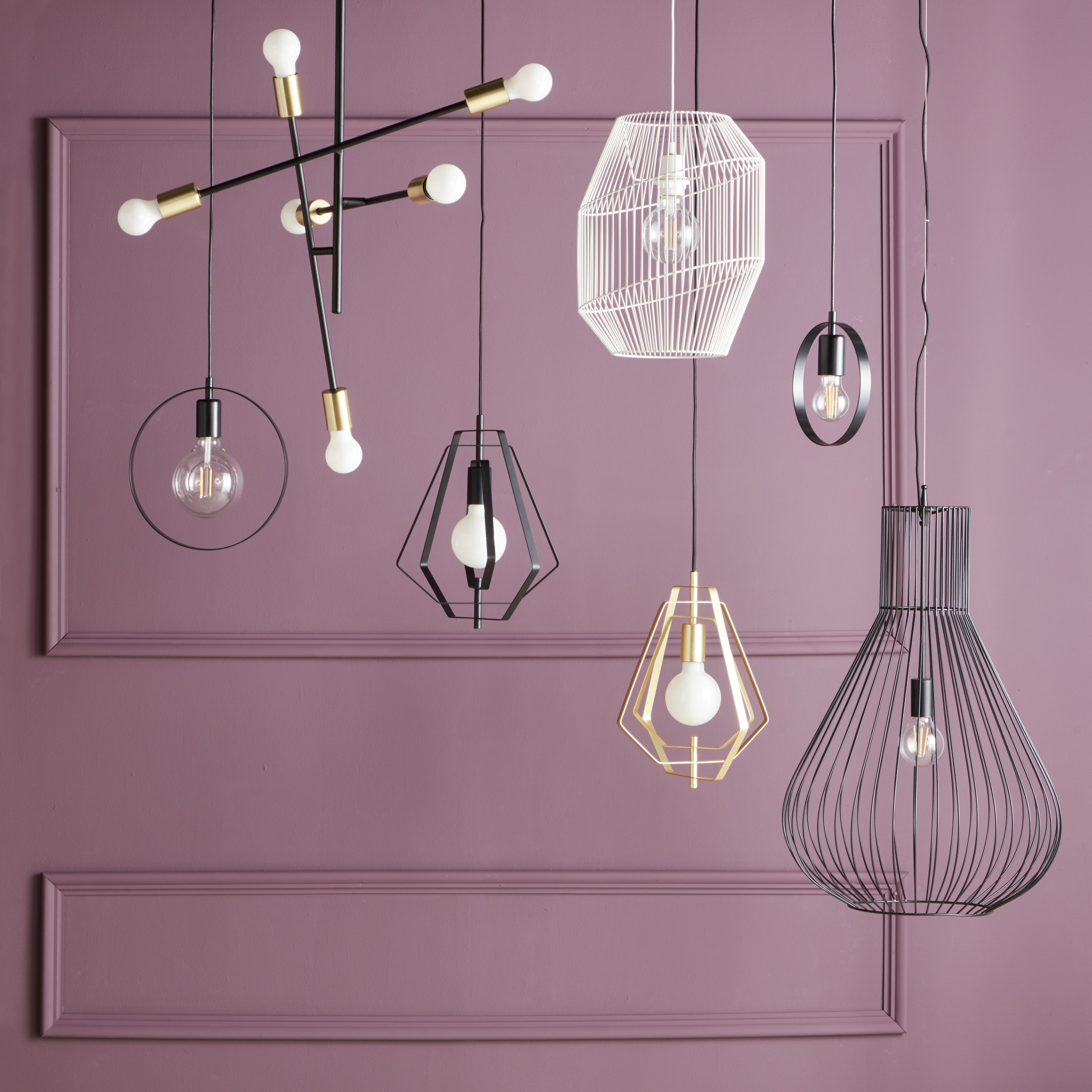 GoodHome Monzoni Satin Black Gold effect 6 Lamp Pendant ceiling light, (Dia)515mm