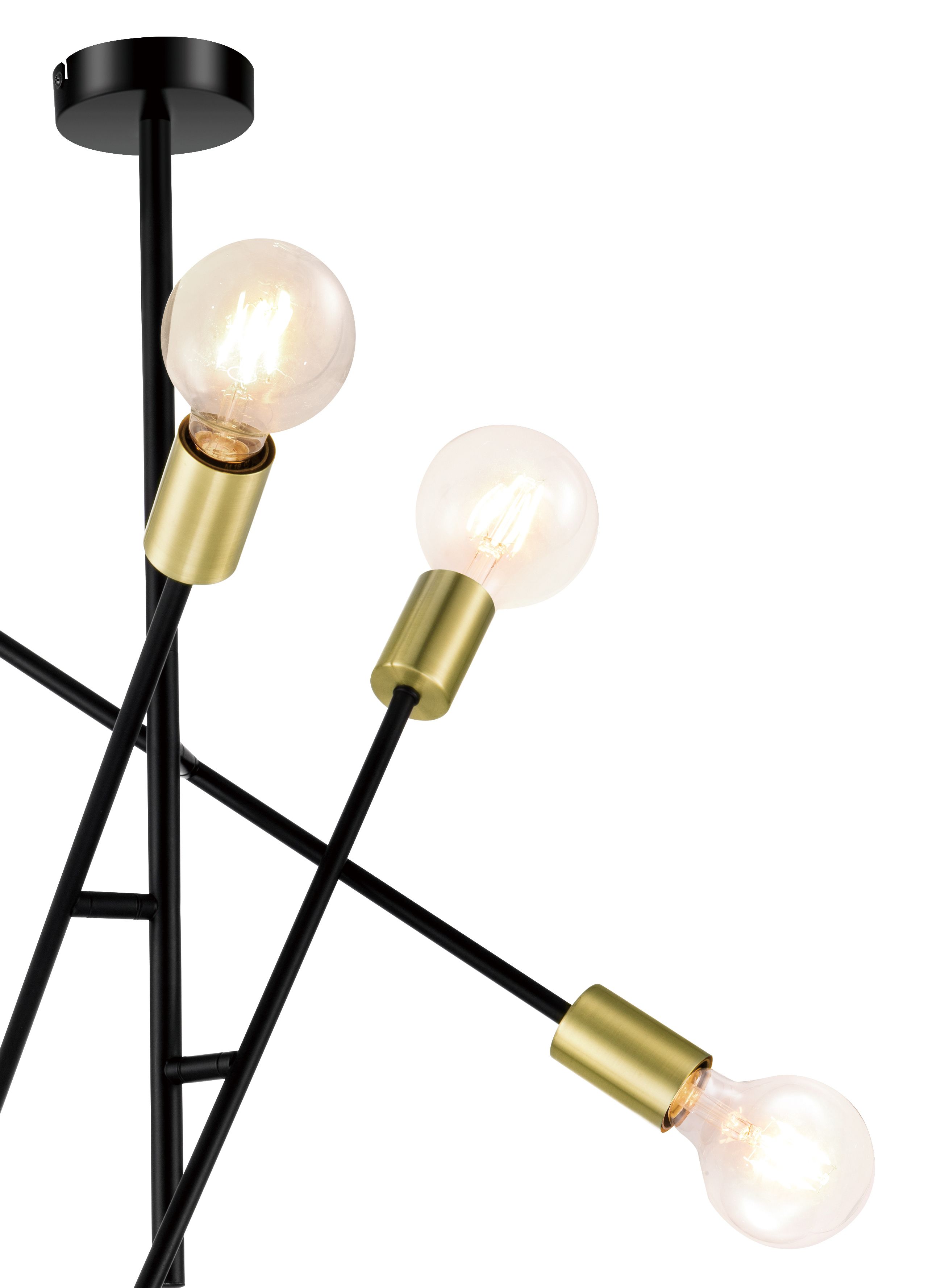 GoodHome Monzoni Satin Black Gold effect 6 Lamp Pendant ceiling light, (Dia)515mm