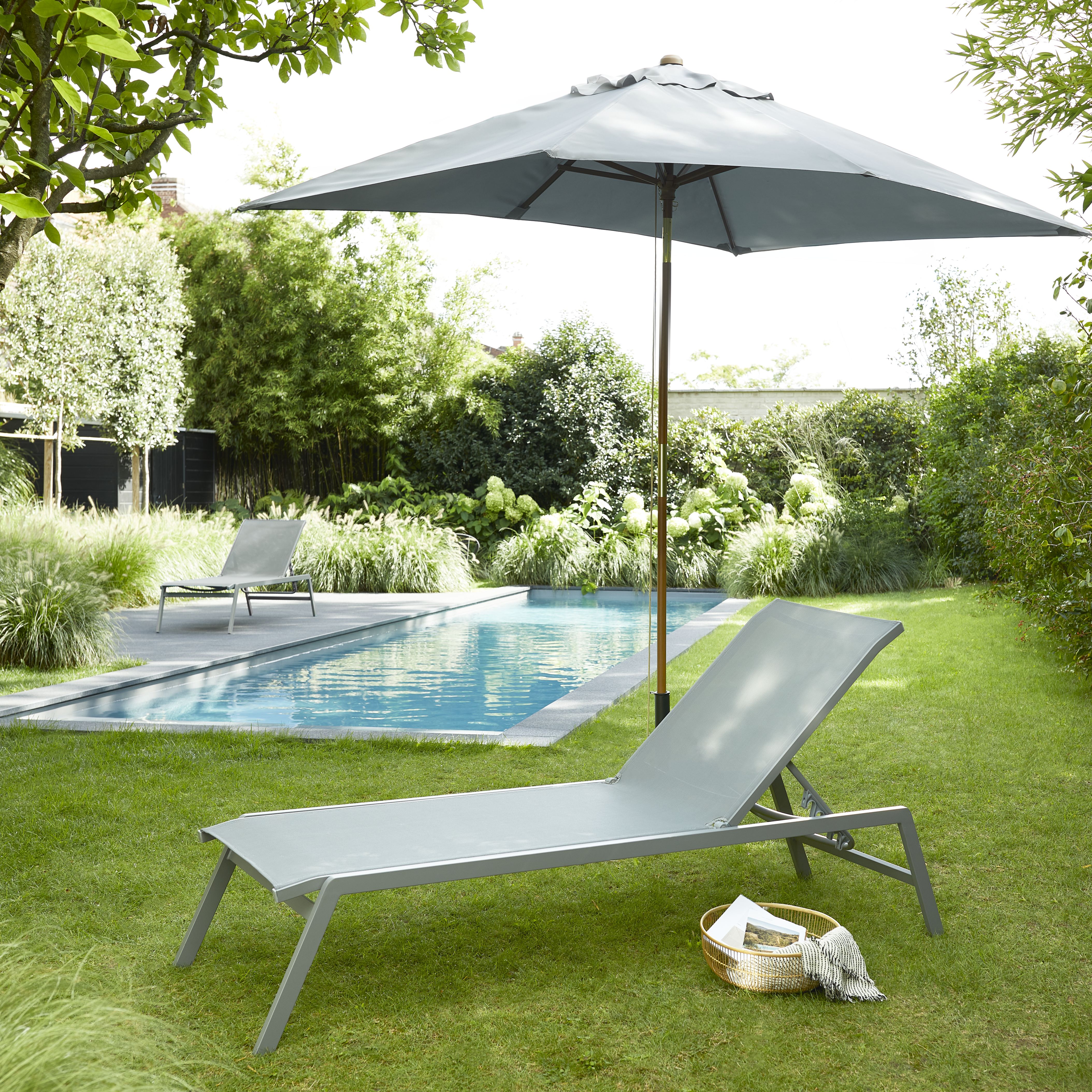 GoodHome Moorea Grey Metal Sun lounger