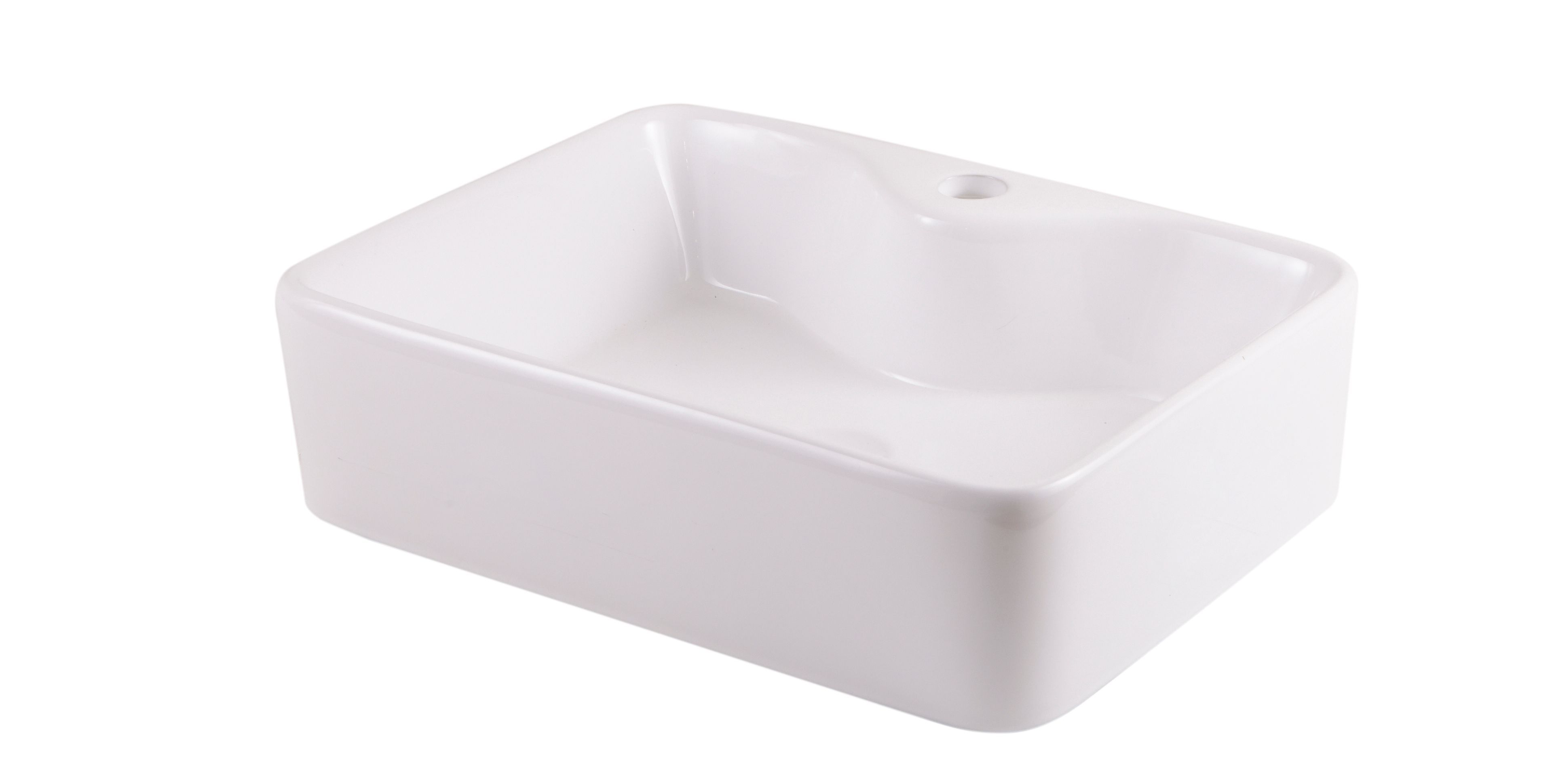 GoodHome Morfa Gloss White Rectangular Counter top Basin (W)48.5cm