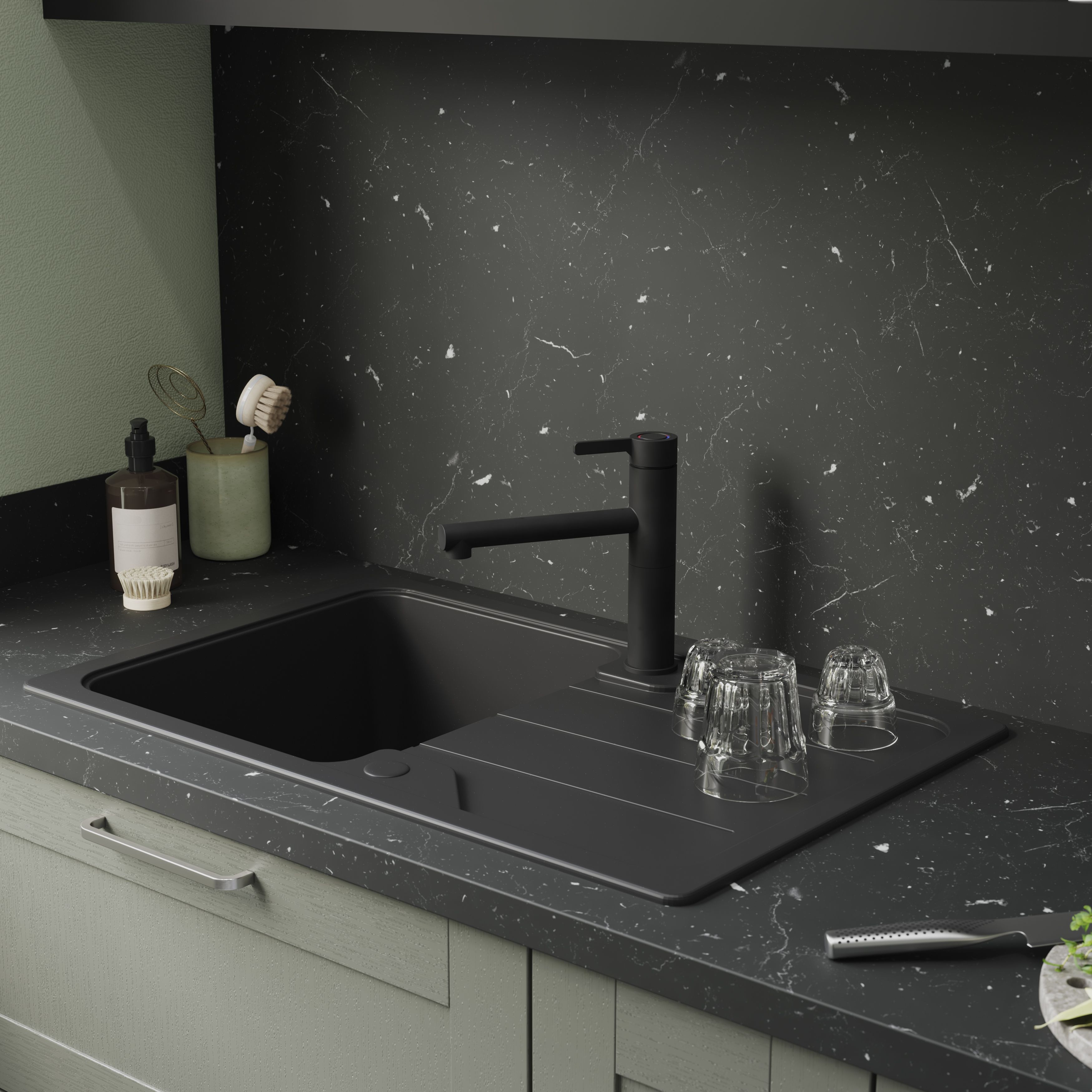 GoodHome Morita Black Graphite effect Kitchen Top lever Tap | DIY 