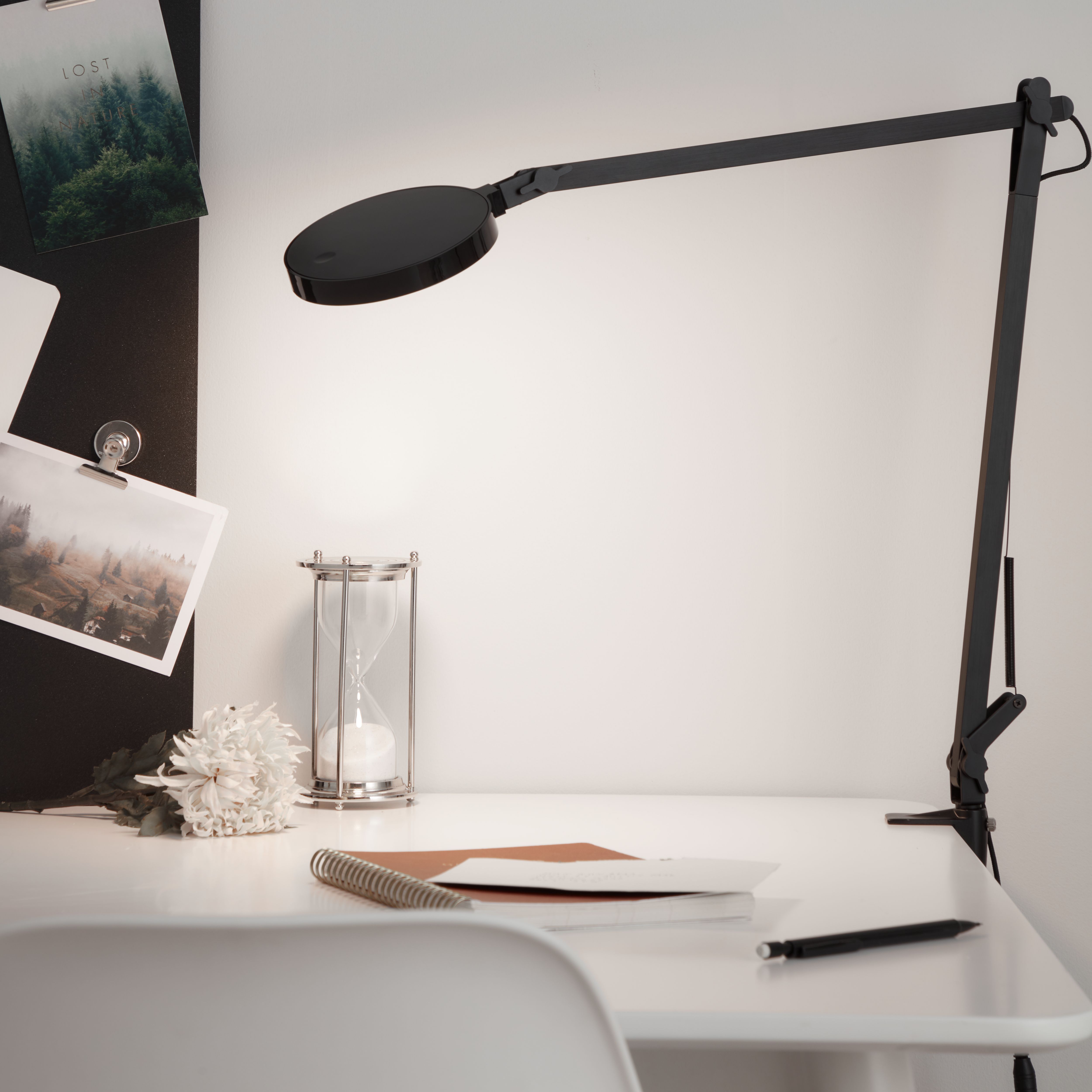 GoodHome Moxette Matt Black Clip-on desk lamp