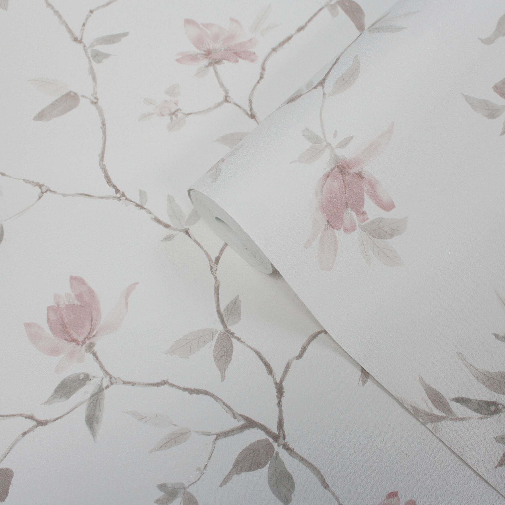 GoodHome Mugga Pink Floral Glitter effect Textured Wallpaper DIY at B&Q