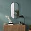 GoodHome Muhely Brushed Black Modern Oval Wall-mounted Framed Mirror, (H)100.9cm (W)50.9cm