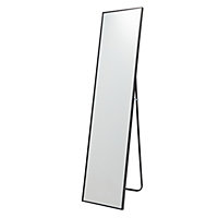 GoodHome Muhely Brushed Black Rectangular Freestanding Framed Mirror, (H)150.5cm (W)35.5cm