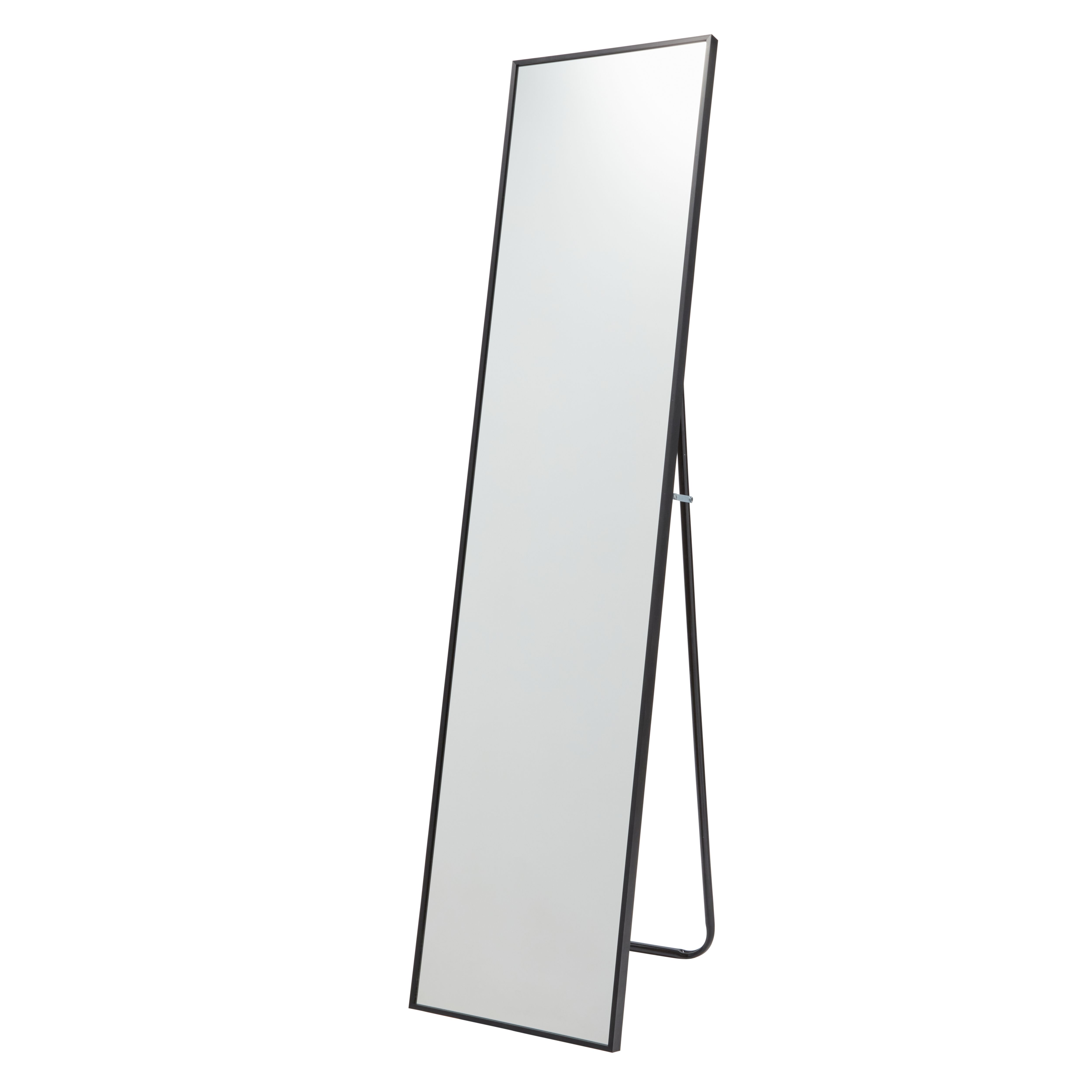 GoodHome Muhely Brushed Black Rectangular Freestanding Framed Mirror, (H)150.5cm (W)35.5cm