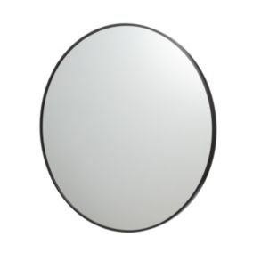 GoodHome Muhely Brushed Black Round Wall-mounted Framed Mirror, (H)80.9cm (W)80.9cm