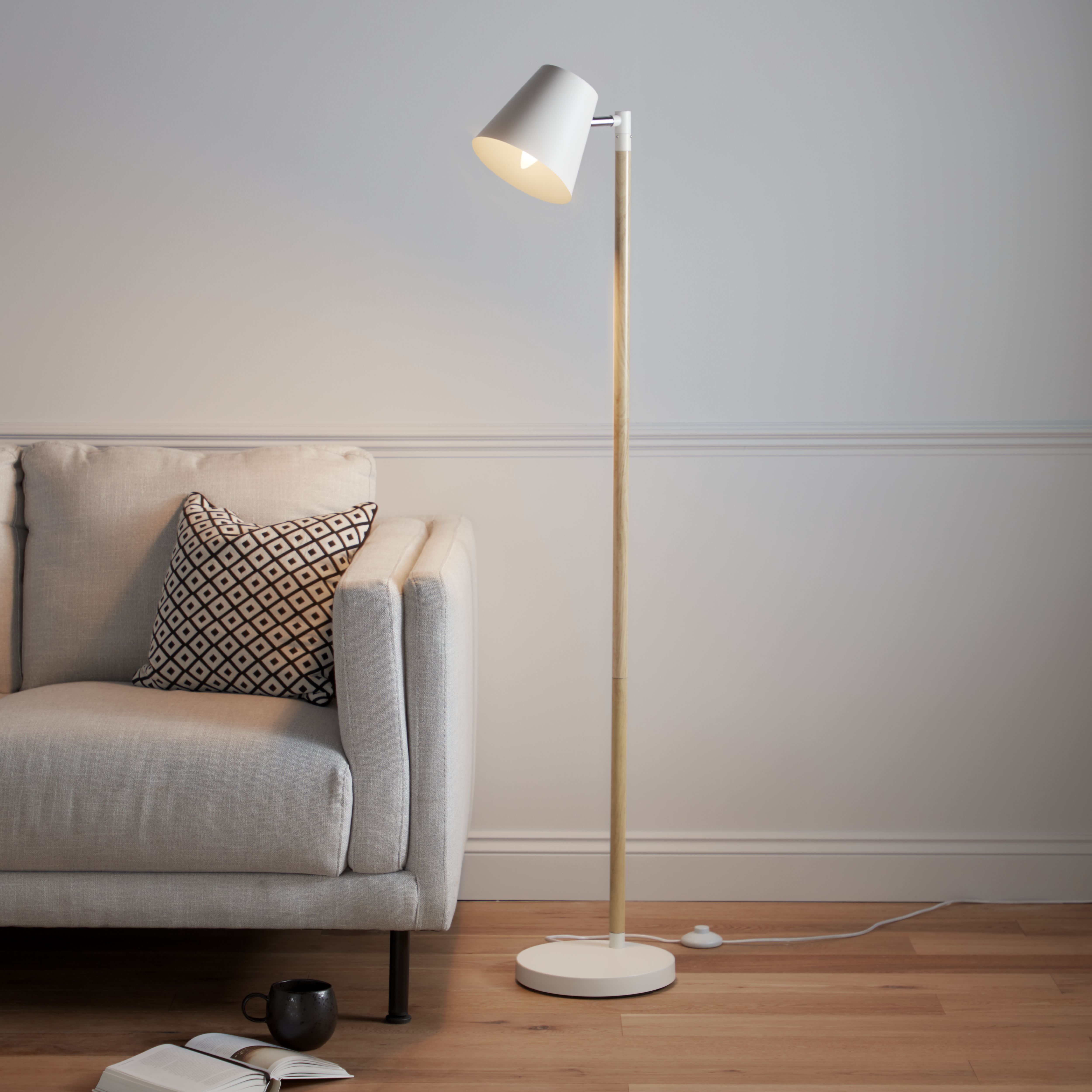 White and sale wood floor lamp