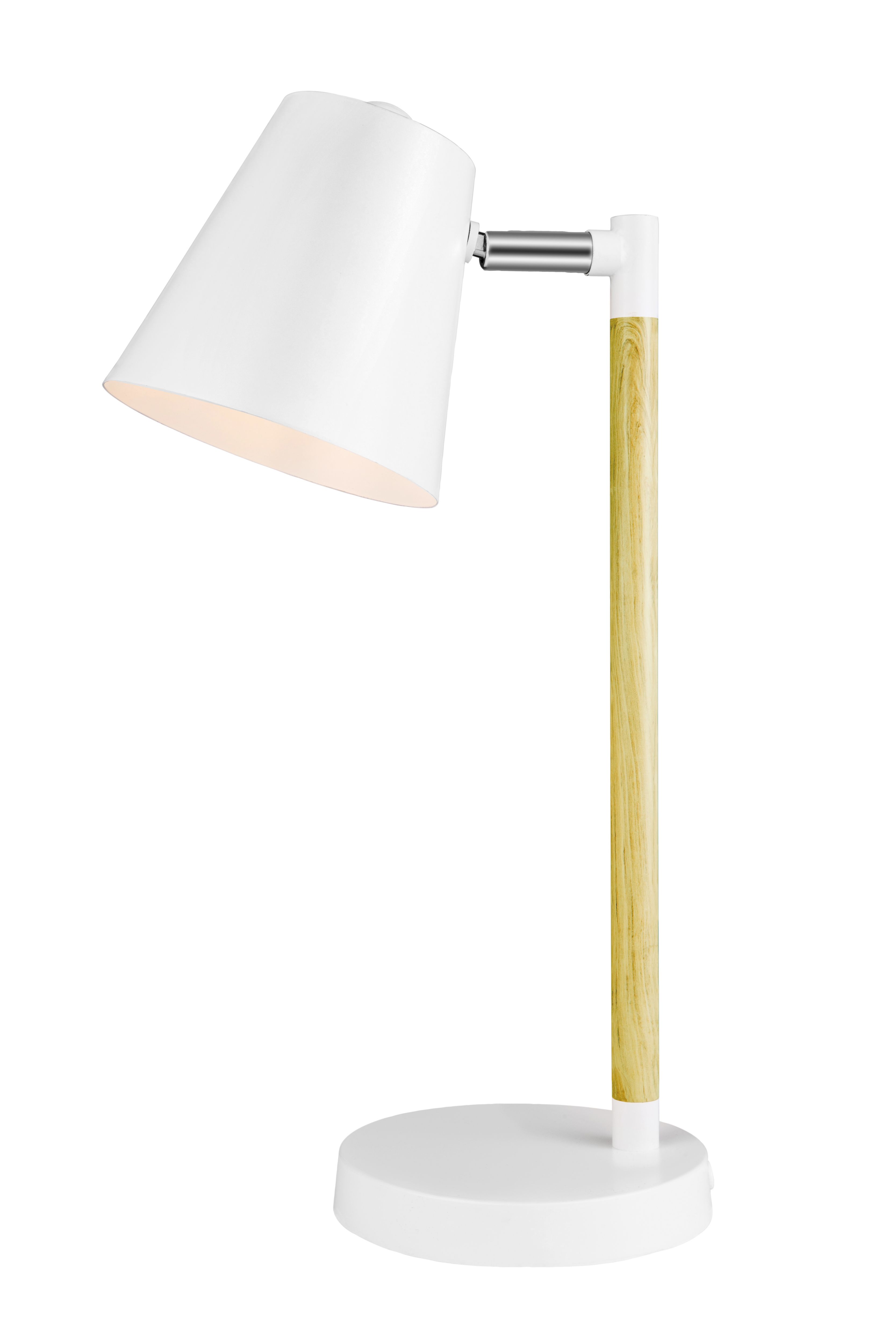 GoodHome Mulanje Industrial Matt White Wood effect Table light