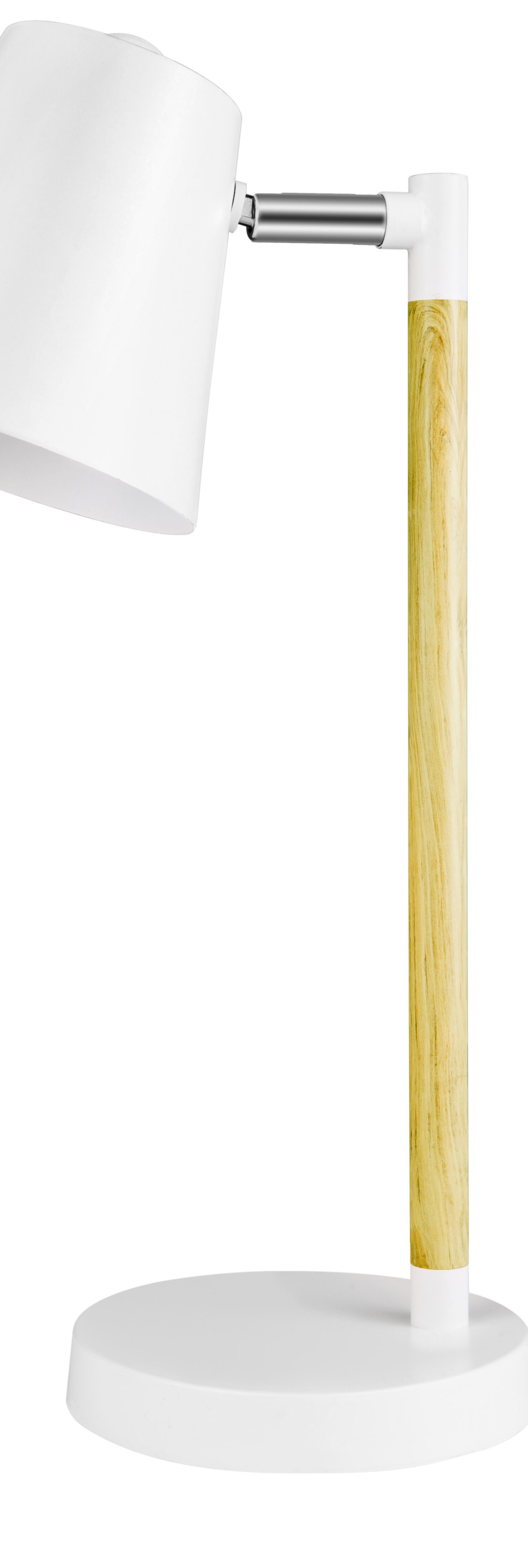 GoodHome Mulanje Industrial Matt White Wood effect Table light