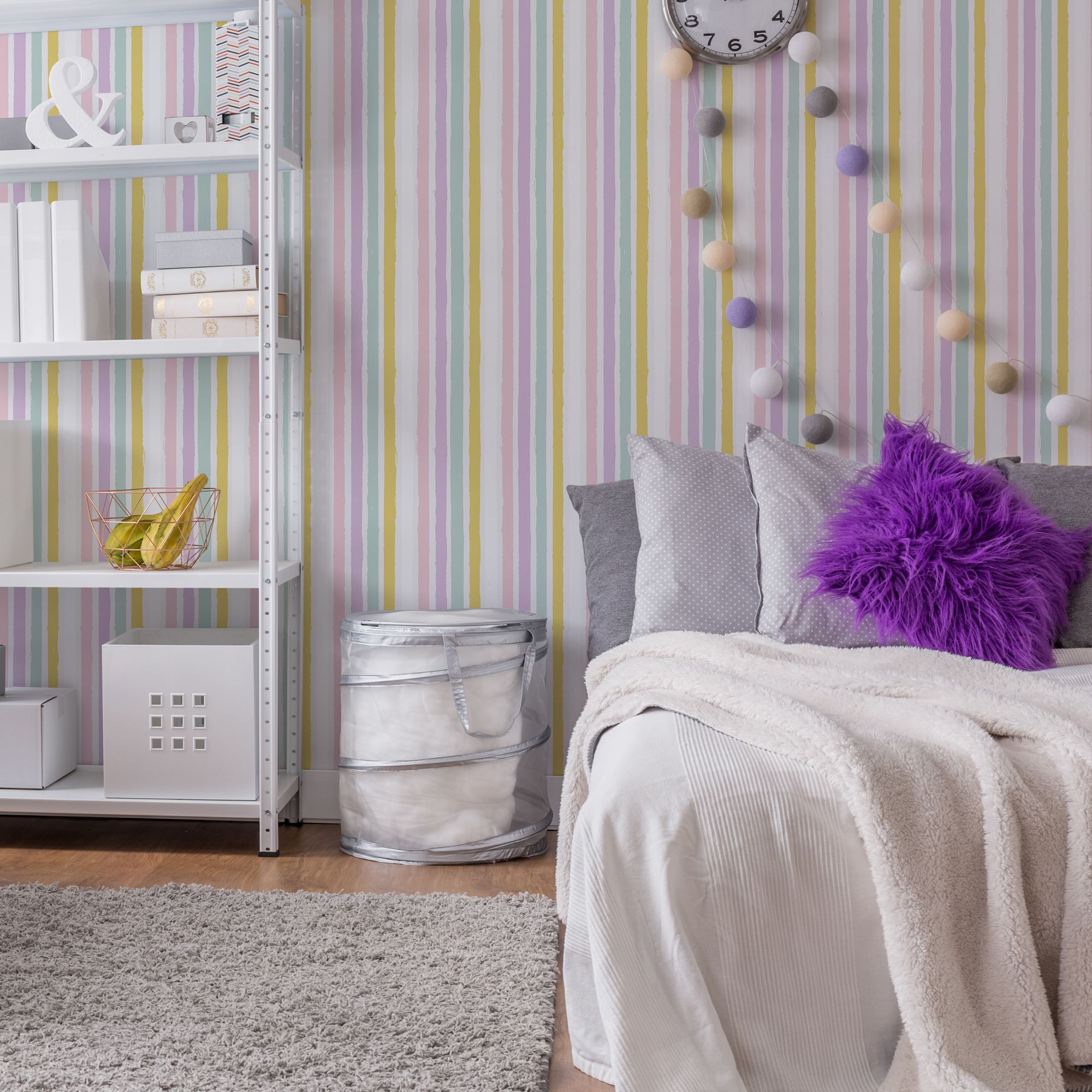 GoodHome Multi Striped Design Smooth Wallpaper