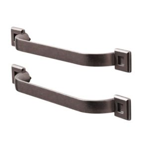 GoodHome Murri Pewter effect Silver Kitchen cabinets Bow Pull Handle (L)22cm (D)31mm, Pack of 2