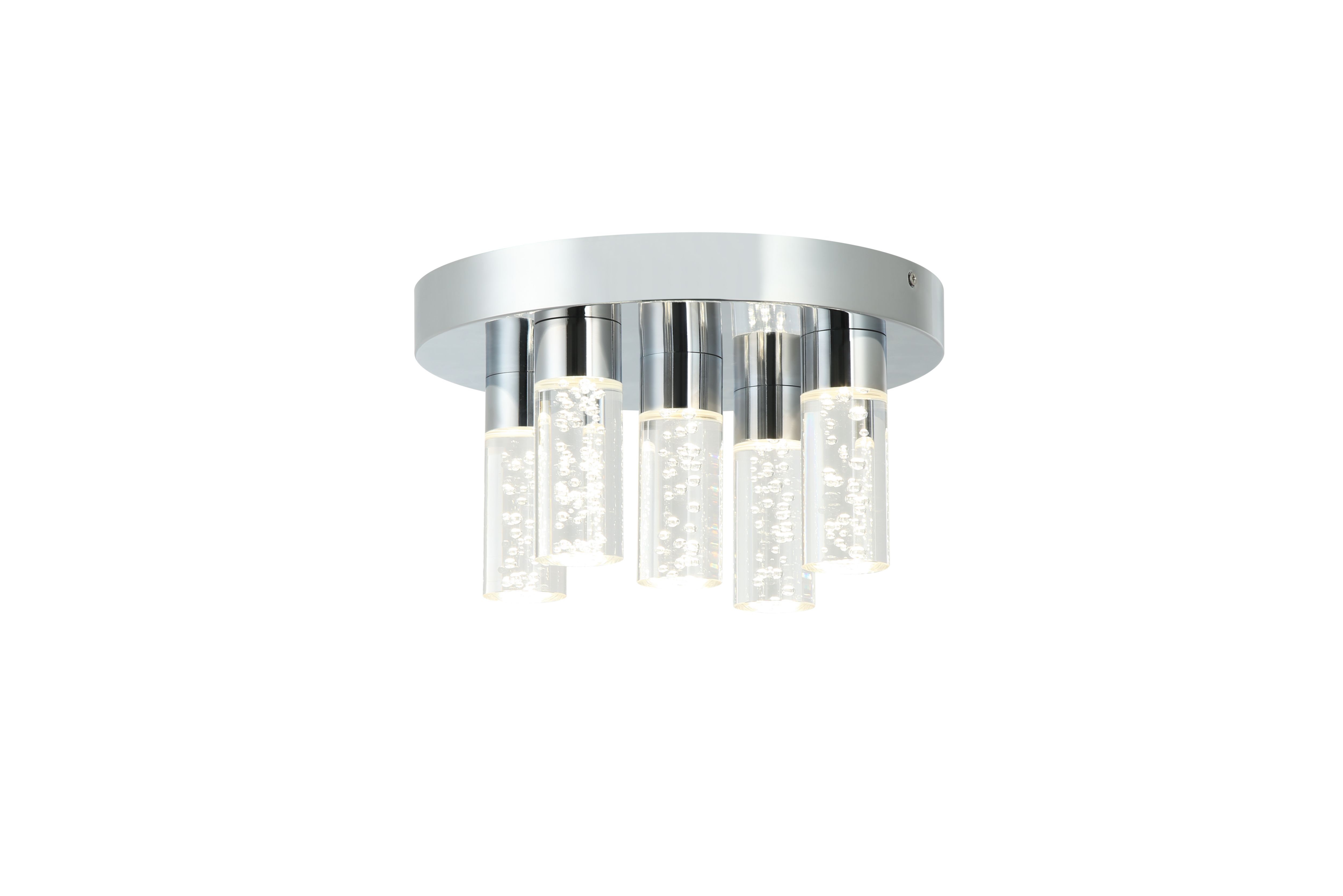 GoodHome Myvat Acrylic & metal Chrome effect 5 Lamp Bathroom LED Ceiling light