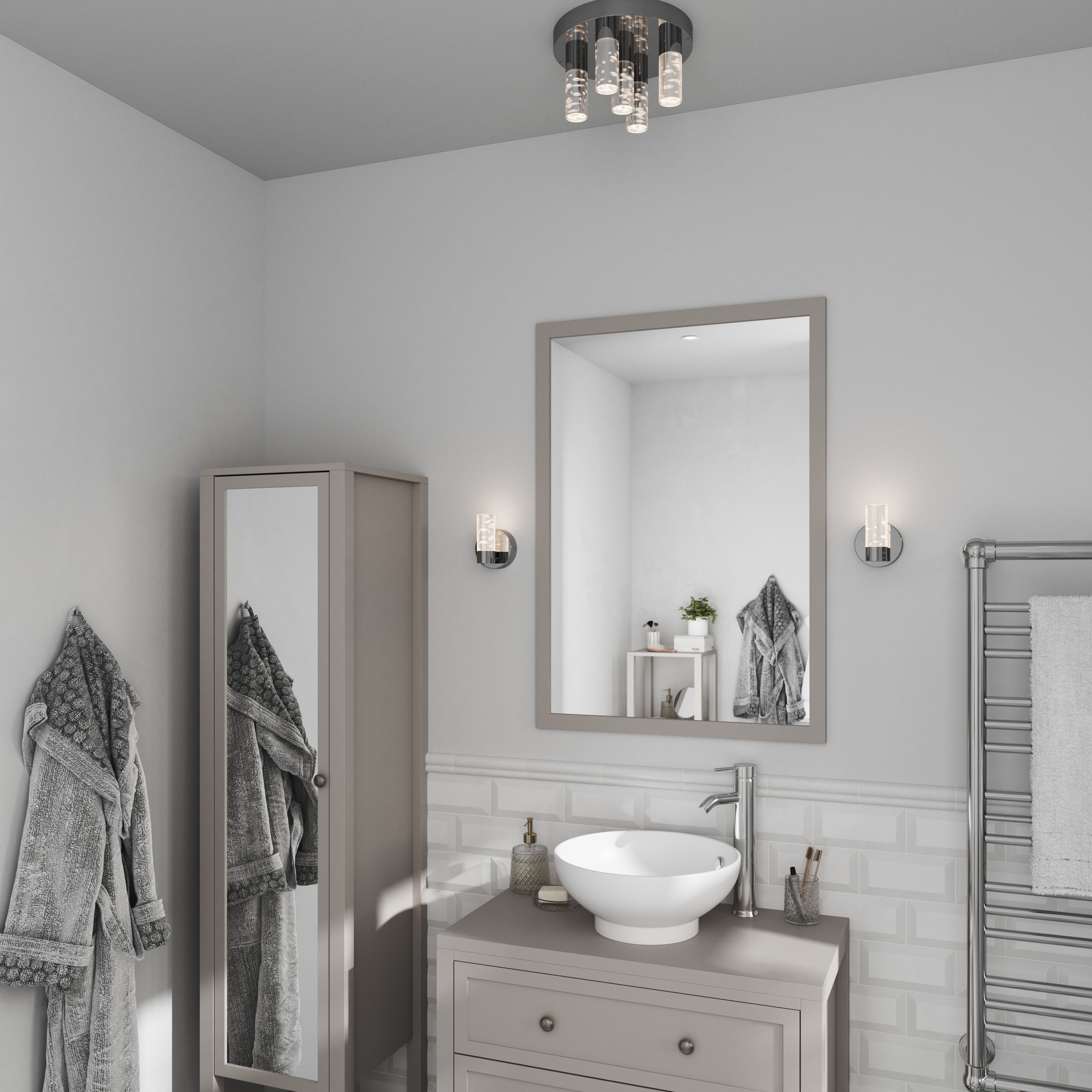 GoodHome Myvat Acrylic & metal Chrome effect 5 Lamp Bathroom LED Ceiling light