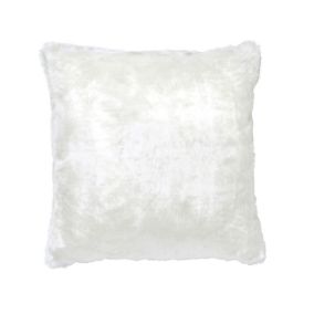 GoodHome Nacre Faux fur White Cushion (L)45cm x (W)45cm