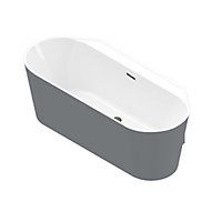 GoodHome Nakina Fibreglass-reinforced acrylic Left or right-handed D-shaped Grey Double ended 0 tap hole Bath (L)1700mm (W)750mm