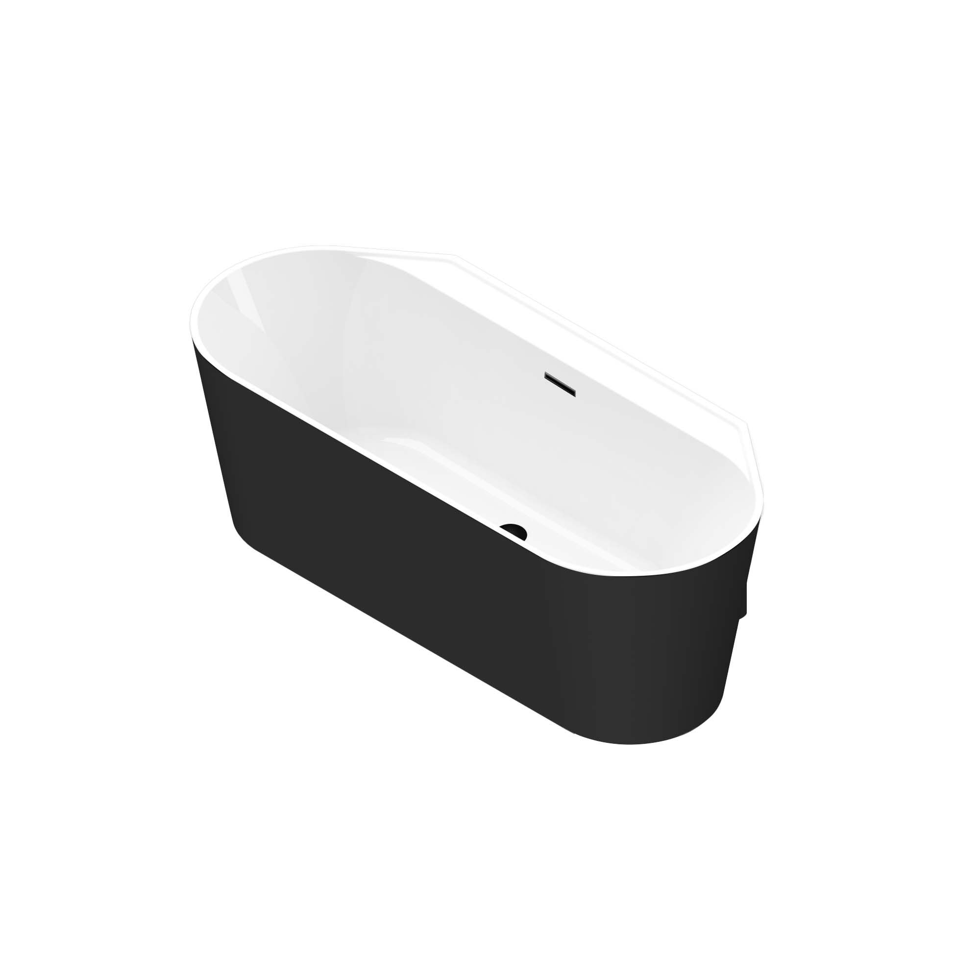 GoodHome Nakina Matt Black Acrylic Back to wall D-shaped Double ended ...