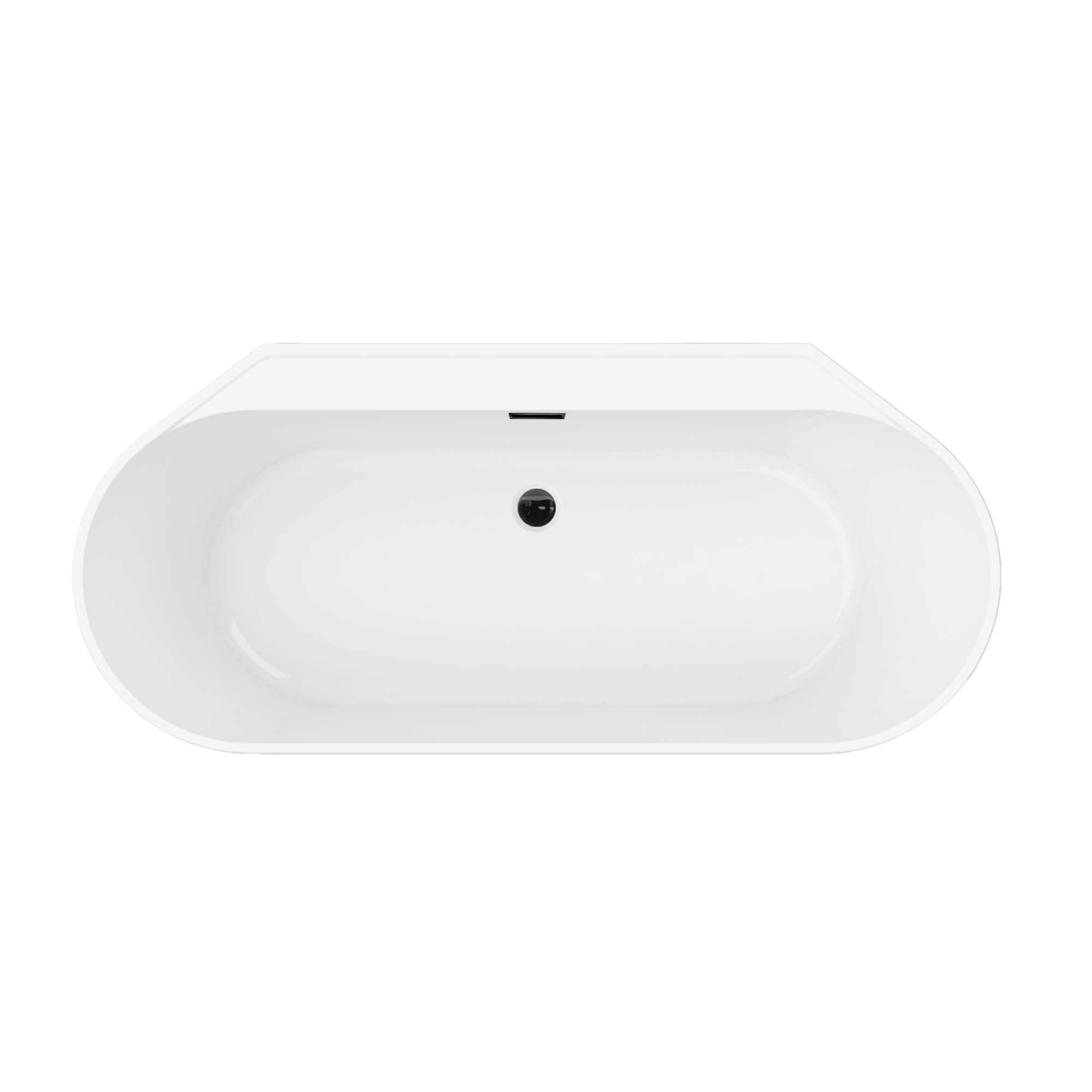 GoodHome Nakina Matt Black Acrylic Back to wall D-shaped Double ended ...