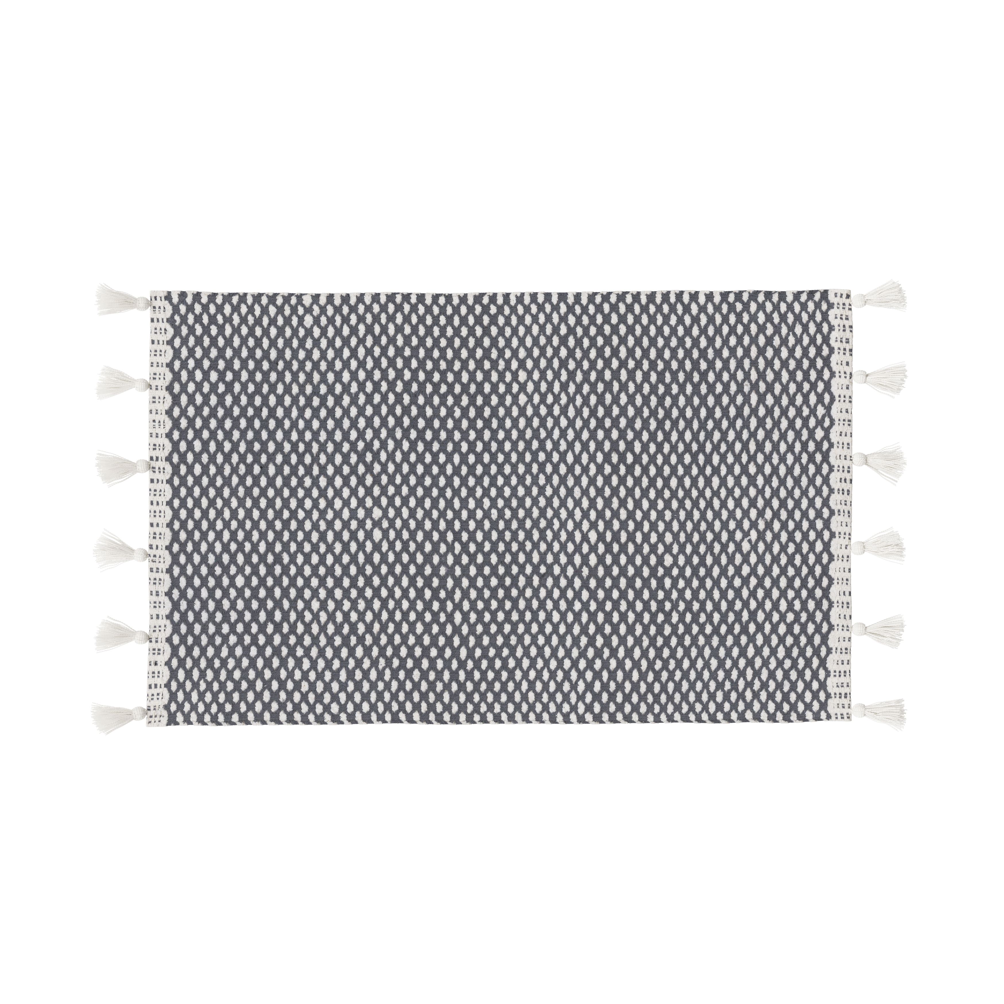 GoodHome Nammu White & anthracite Rectangular Bath mat (L)80cm (W)50cm